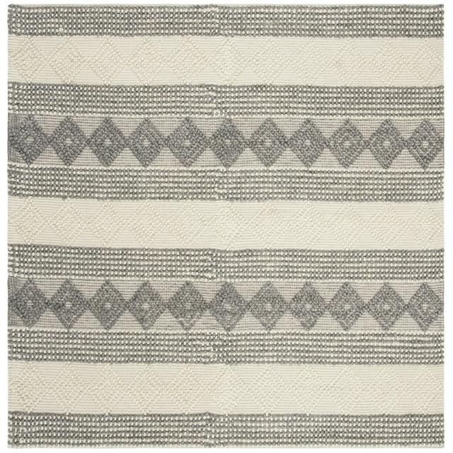 Natura NAT105 Hand Woven Indoor Area Rug - Grey/Ivory - 4'x4' - Safavieh