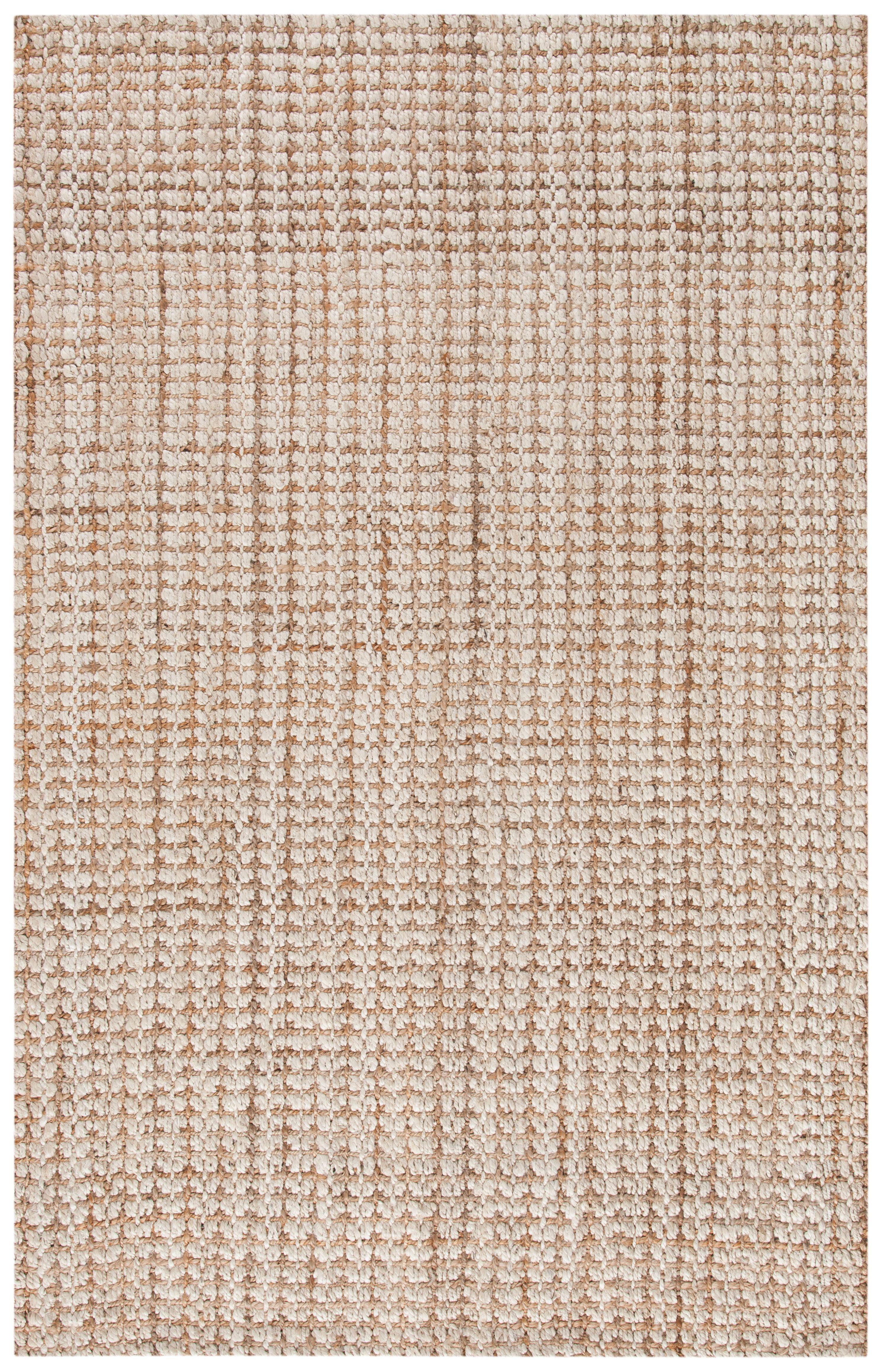 Hand-Knotted Ivory and Light Brown Jute Area Rug, 4' x 6'