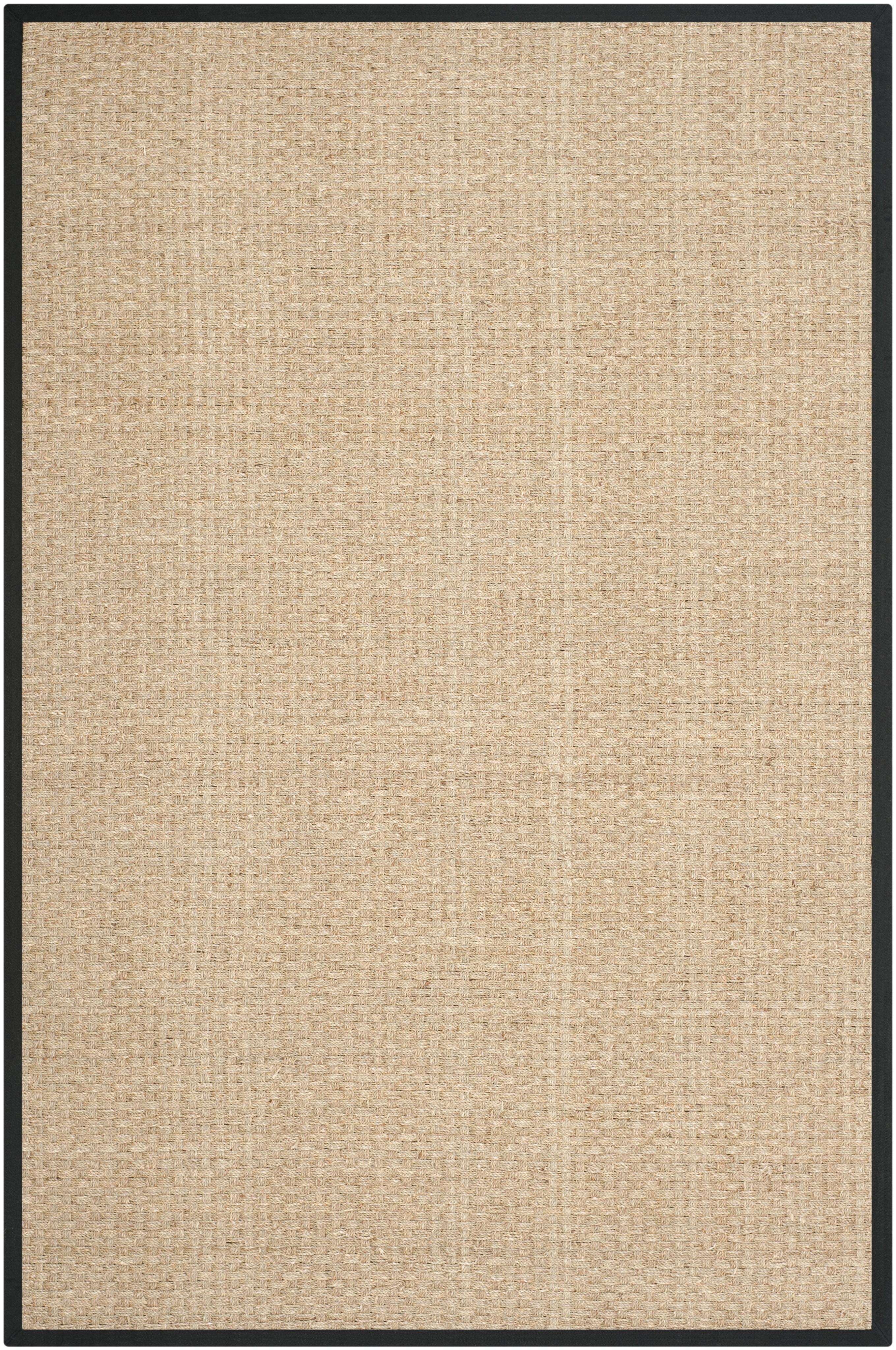 Natural and Black Hand-Knotted Cotton Area Rug