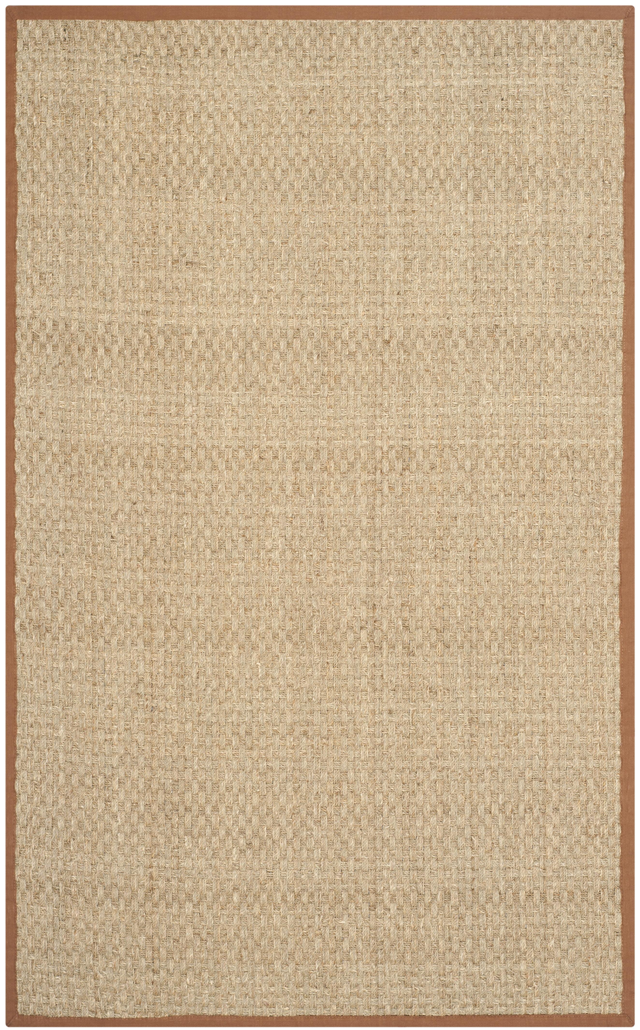 Natural Brown Cotton Border Seagrass Area Rug