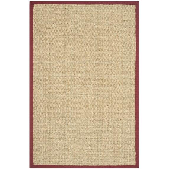 Natural Fiber NF114 Power Loomed Indoor Area Rug - Natural/Burgundy Red - 4'x6' - Safavieh