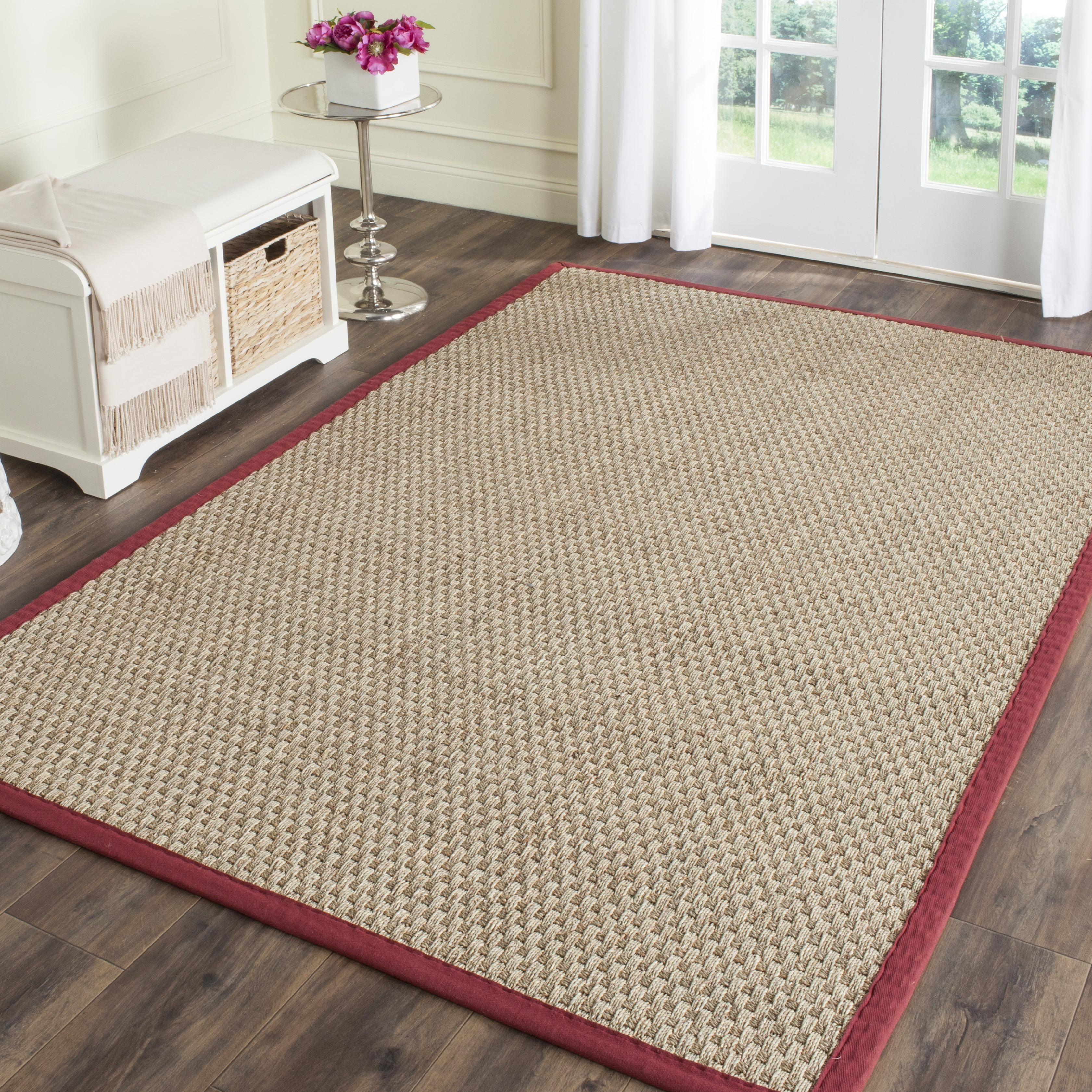 Natural Fiber NF114 Power Loomed Indoor Area Rug - Natural/Burgundy Red - 4'x6' - Safavieh
