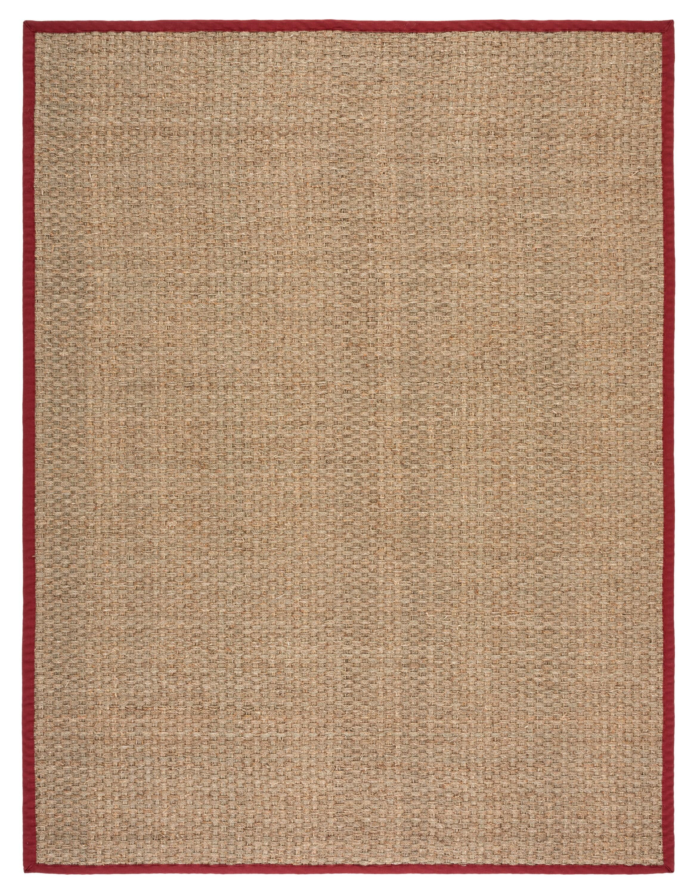 Natural and Red Flat Woven Wool Cotton Area Rug