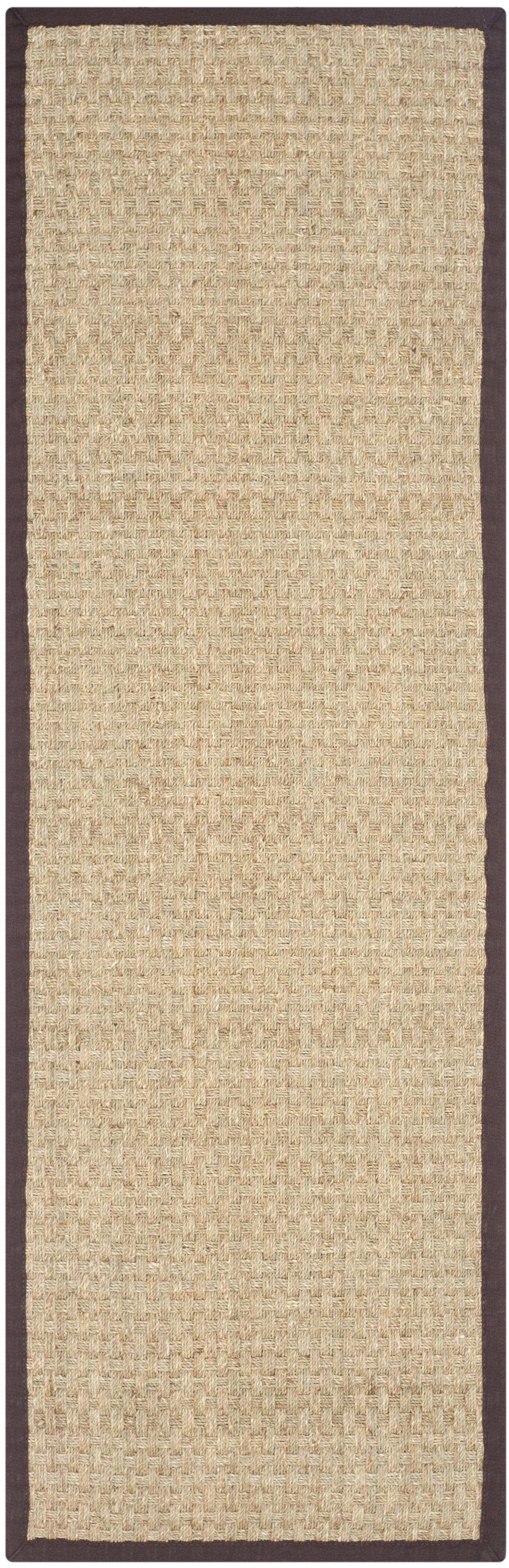 Hand-Knotted Cotton and Jute Natural/Dark Brown Runner Rug, 2'6" x 10'