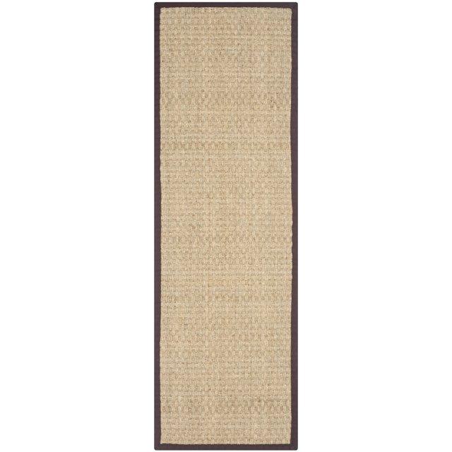 Natural Fiber NF114 Power Loomed Runner Rug - Natural/Dark Brown - 2'6"x12' - Safavieh.