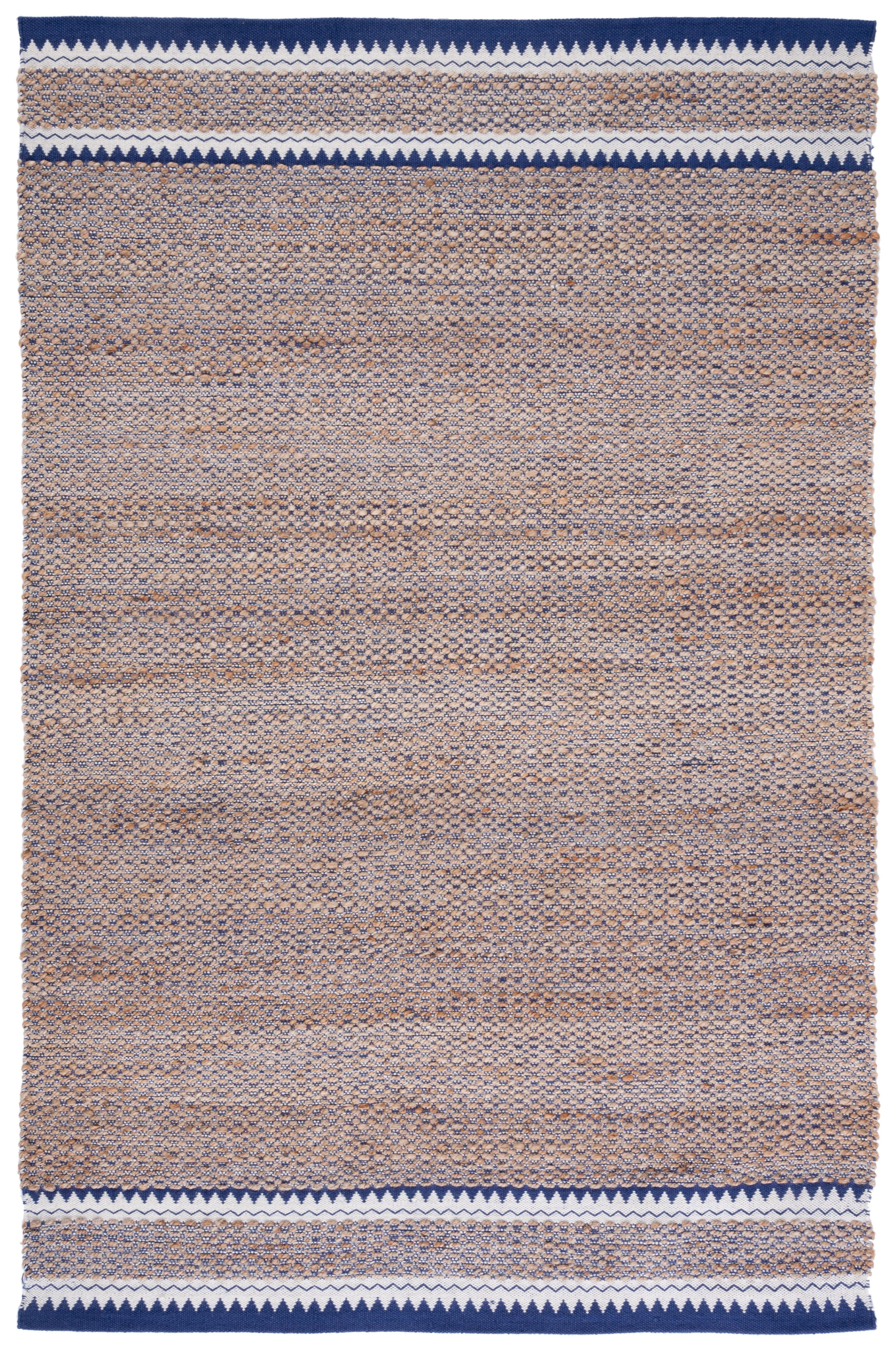 Natural Fiber NF874 Hand Woven Indoor Accent Rug - Natural/Navy - 3'x5' - Safavieh