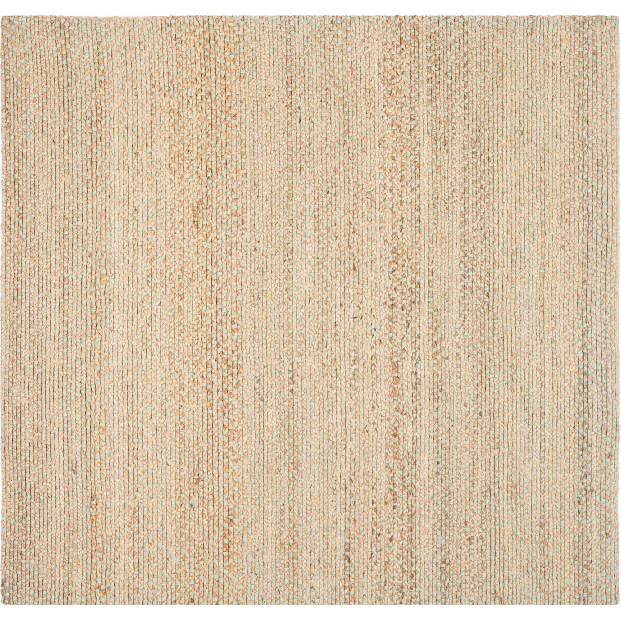 Natural Green Handwoven Jute Square Area Rug