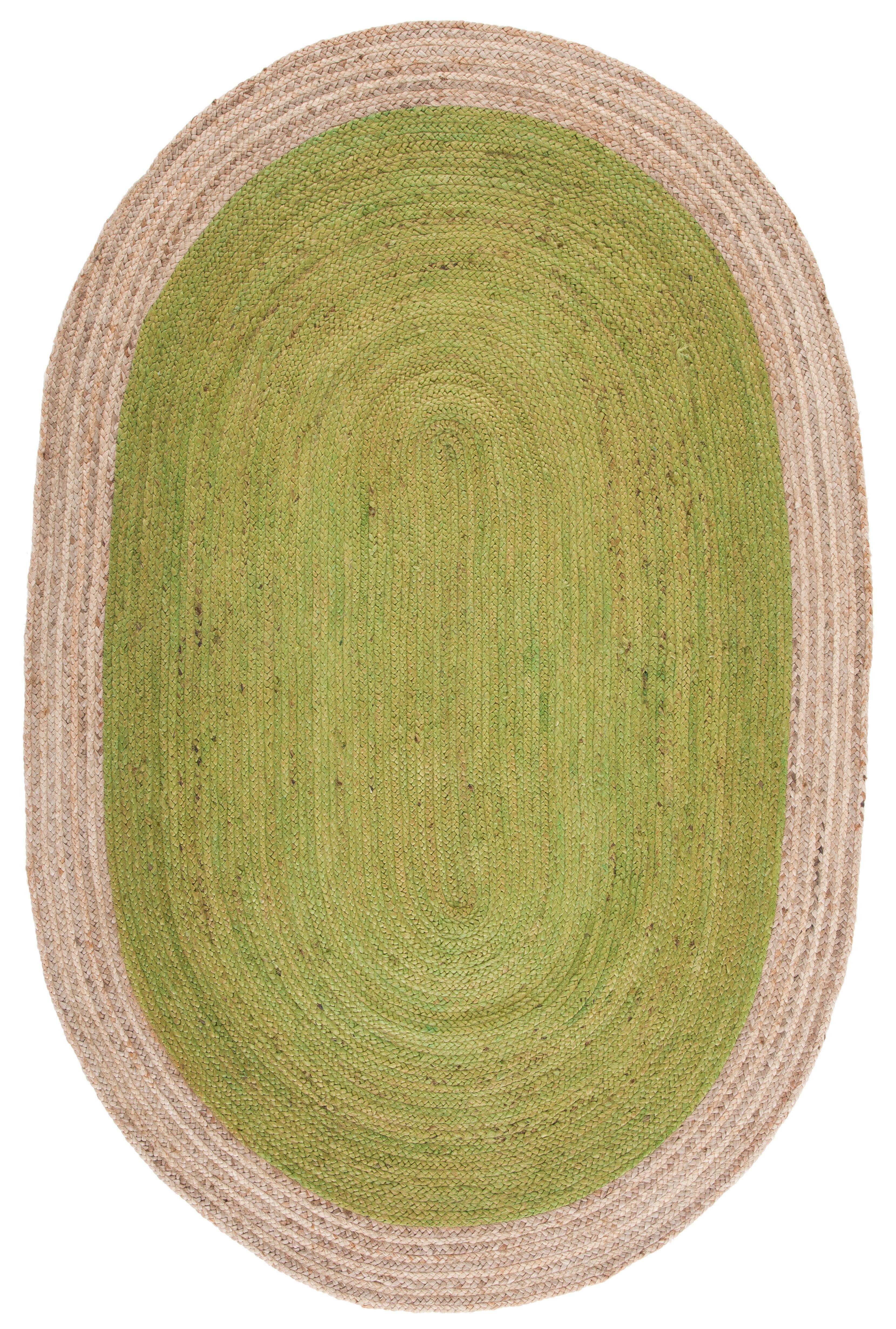 Natural Fiber NF801 Hand Woven Area Rug - Green/Natural - 3'x5' Oval - Safavieh.