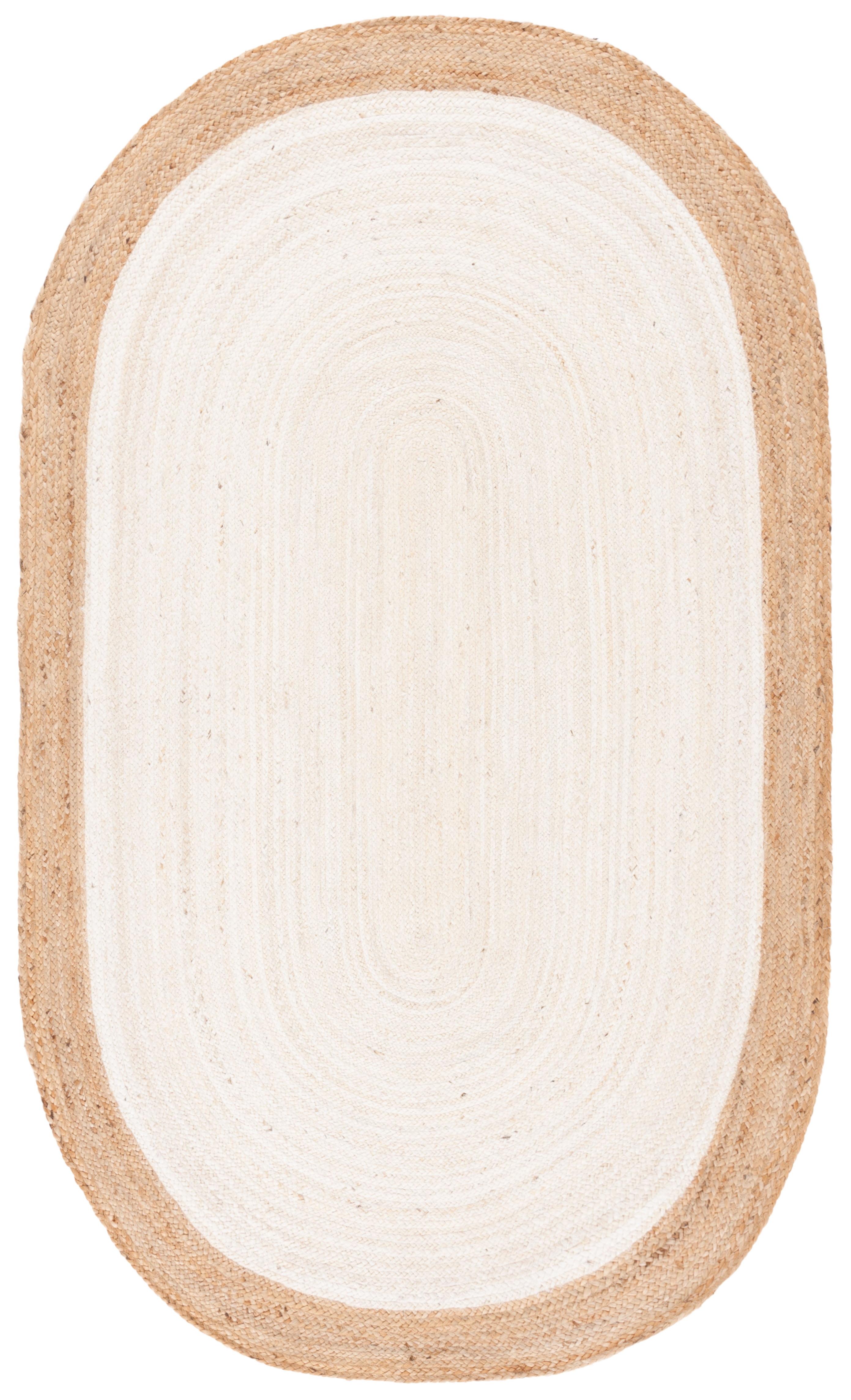 Natural Fiber NF801 Hand Woven Area Rug - Ivory/Natural - 4'x6' Oval - Safavieh.