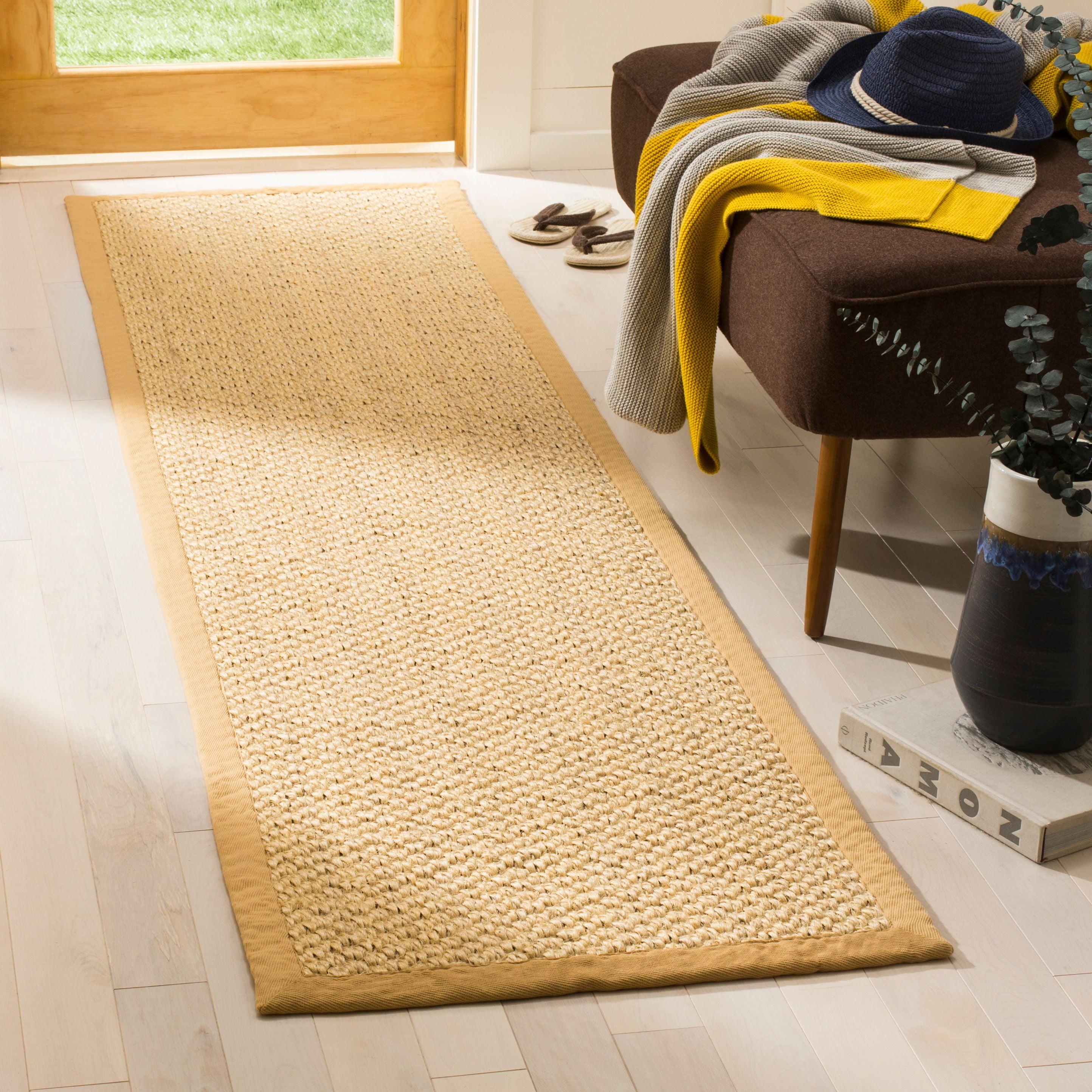 Maize Flat Woven Sisal Runner Rug with Non-slip Backing