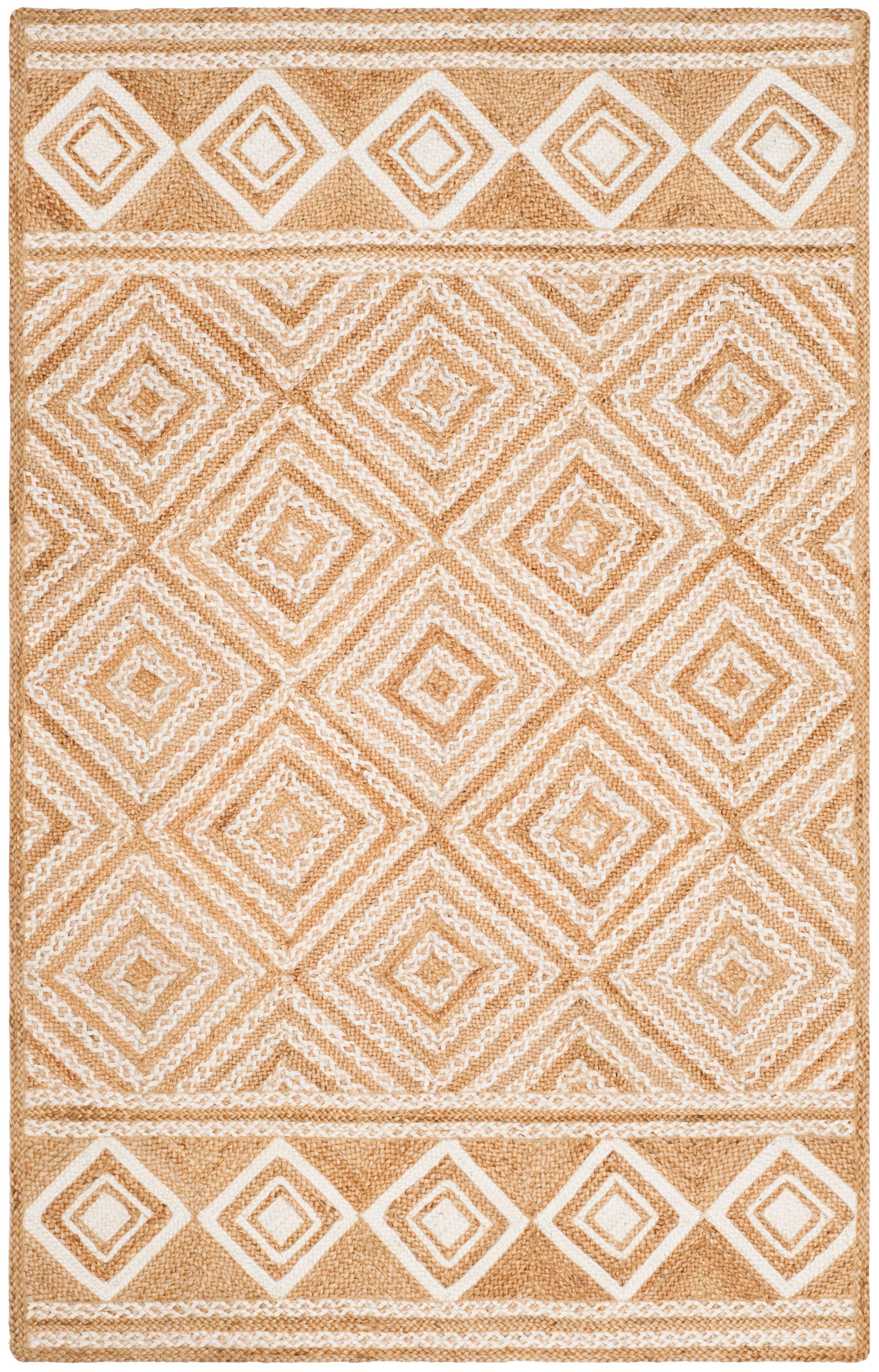 Hand-Knotted Ivory Jute 5' x 8' Area Rug with Non-Slip Feature