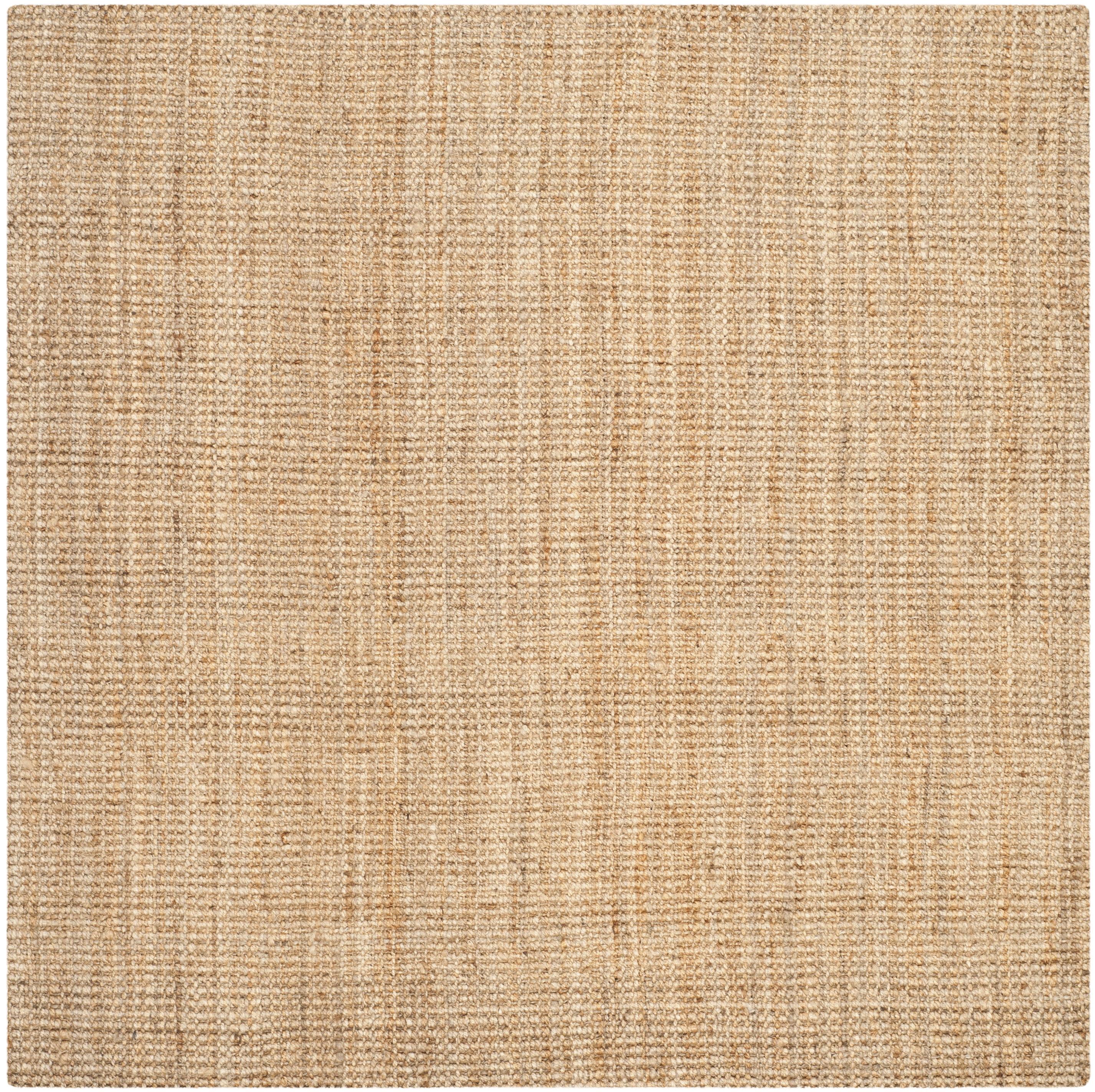 Handwoven Natural Jute Square Rug, 3' x 3', Natural