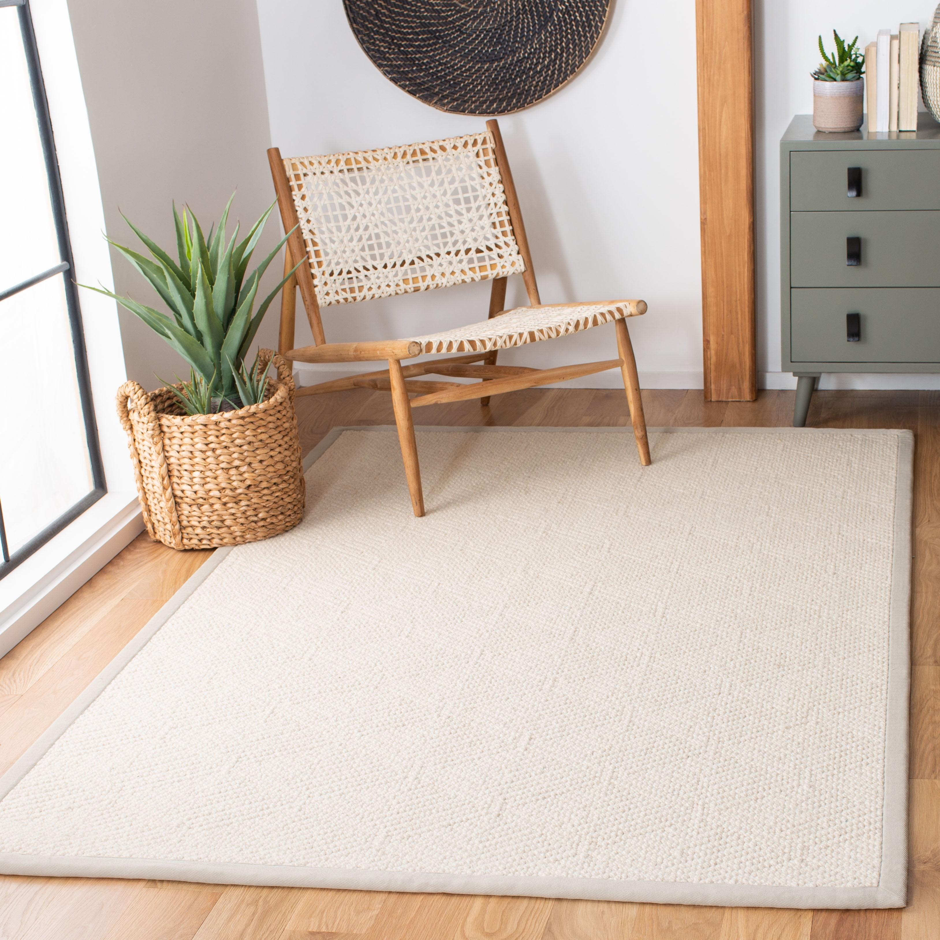 Ivory Flat Woven Wool Area Rug, 8' x 10'