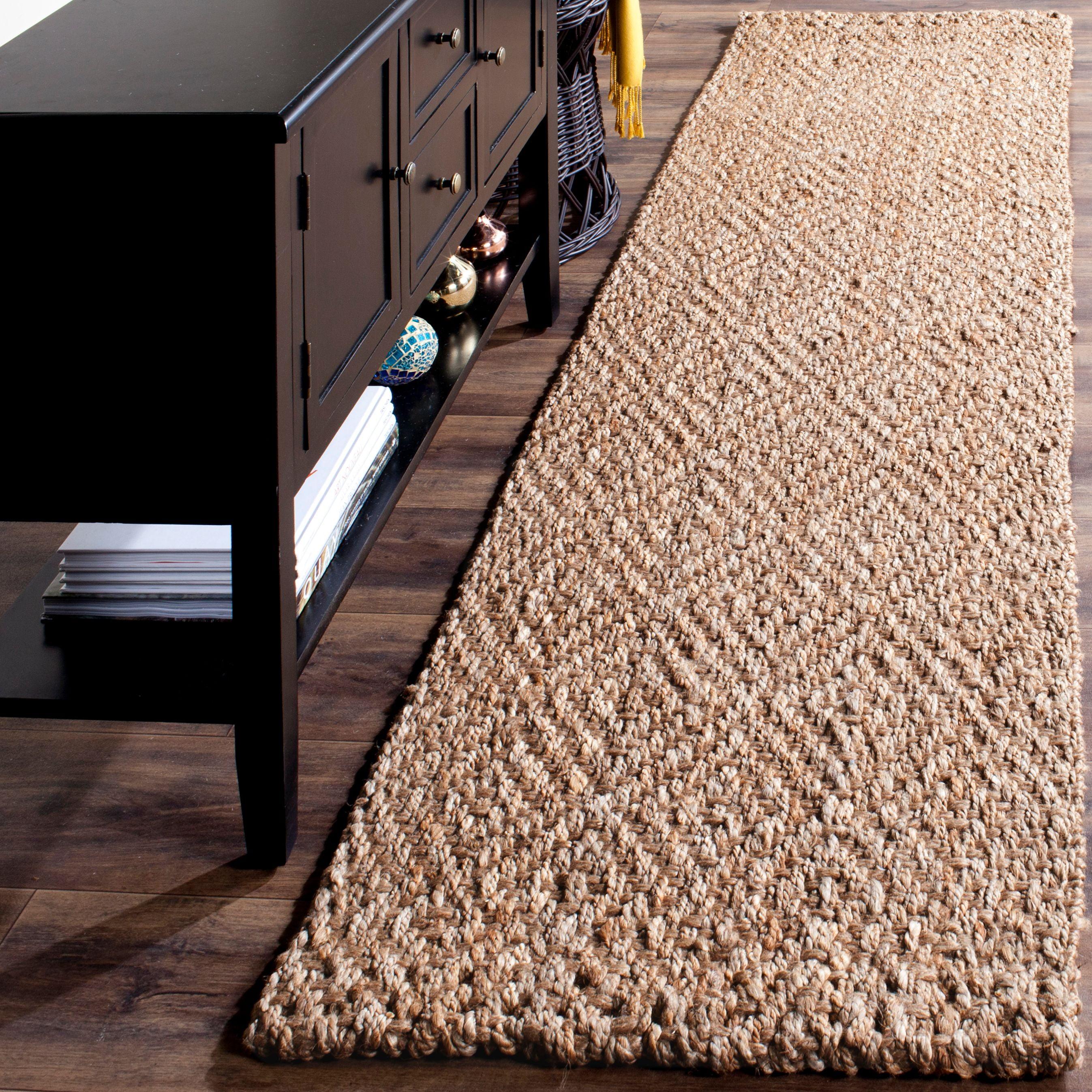 Natural Jute Geometric Flat Woven Runner Rug