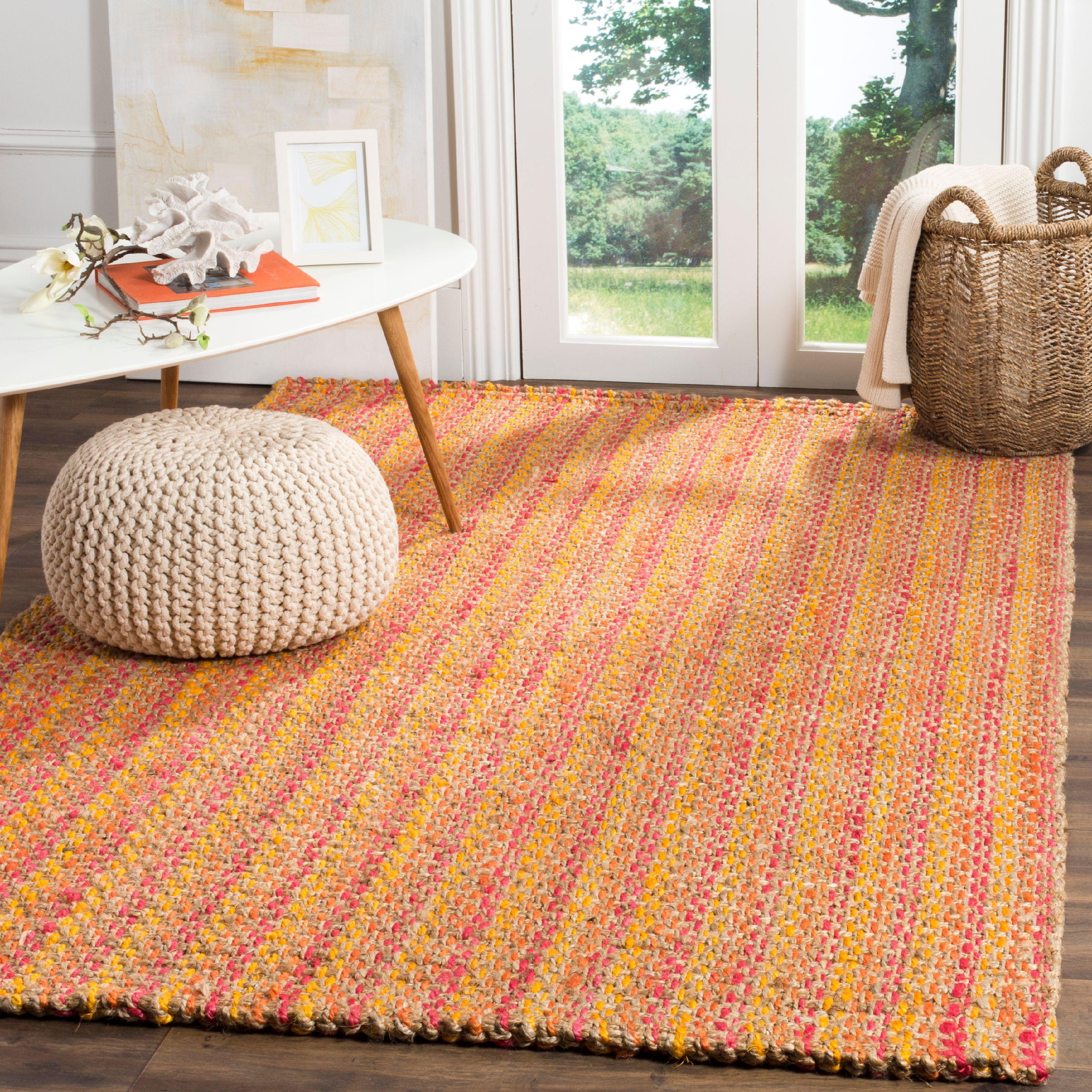 Handmade Pink and Multicolor Jute Area Rug, 3' x 5'