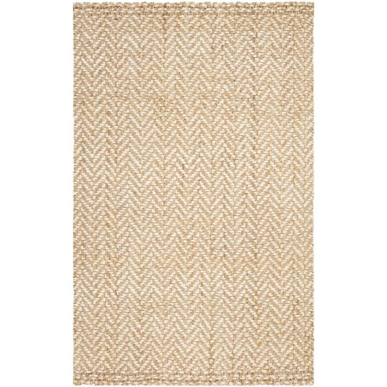 Ivory and Natural Handwoven Jute Area Rug 4' x 6'