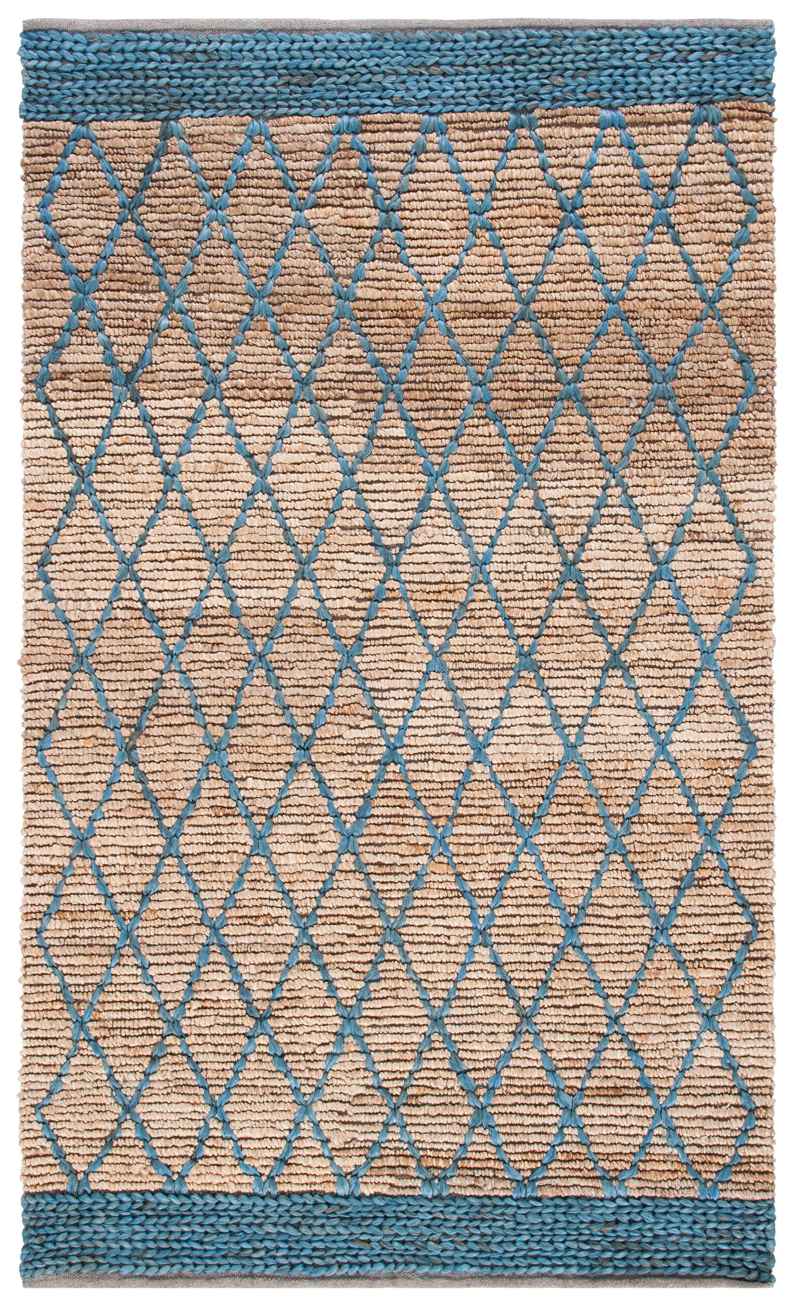 Natural Fiber NF951 Hand Loomed Area Rug - Natural/Navy - 4'x6' - Safavieh.