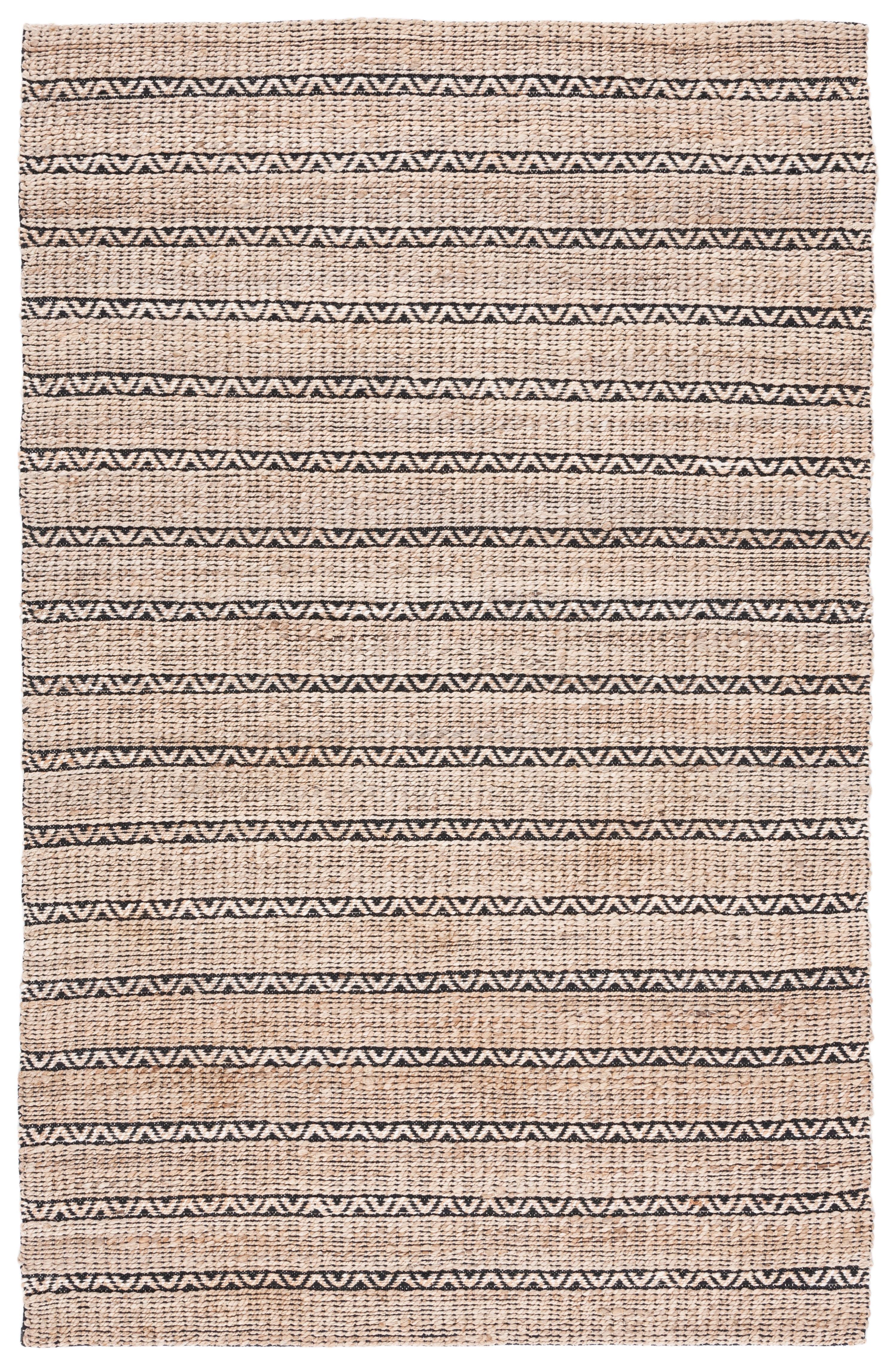 Natural Fiber NFB655 Flat Weave Indoor Area Rug - Black/Natural - 4'x6' - Safavieh