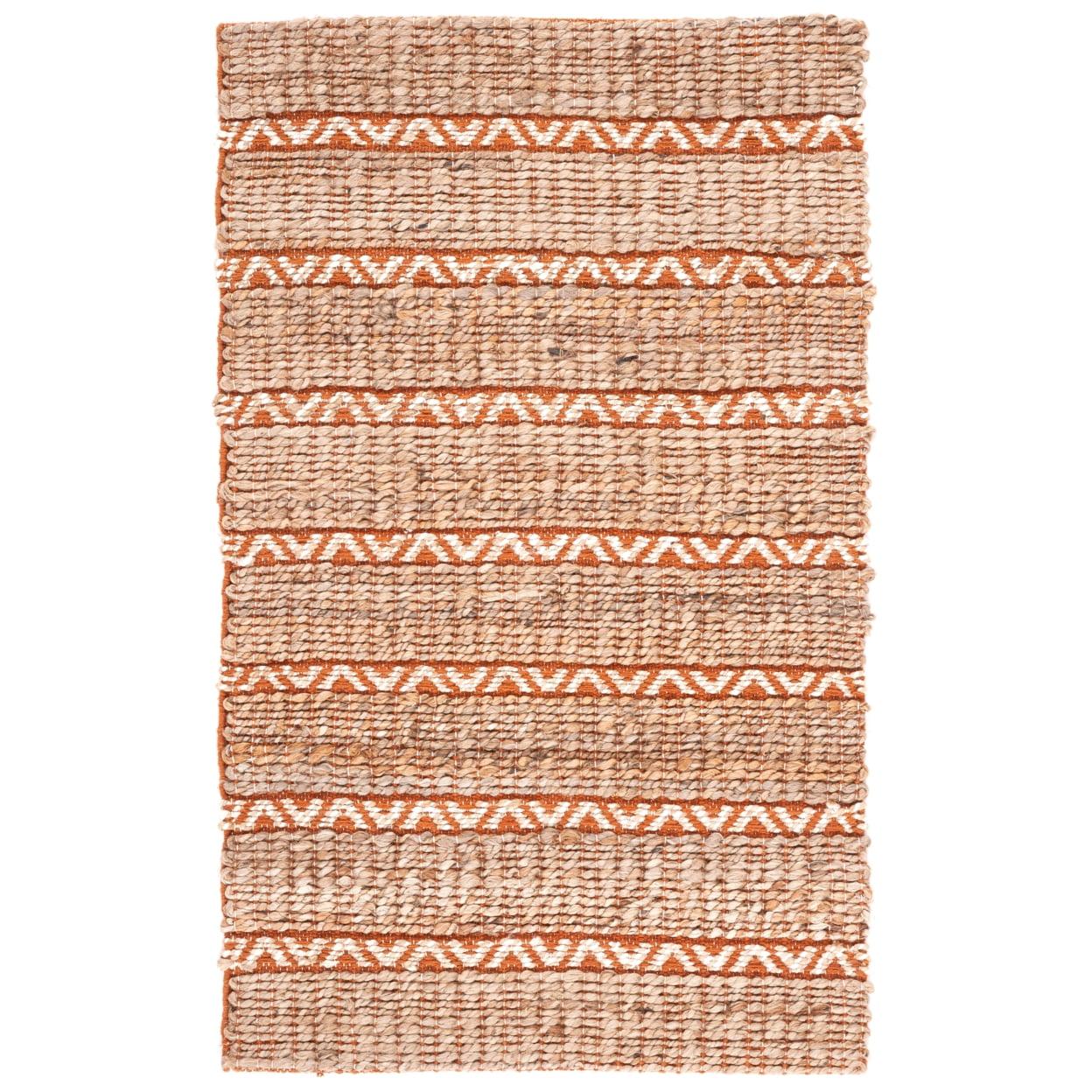 Natural Fiber NFB655 Power Loomed Area Rug - Rust/Natural - 4'x6' - Safavieh.