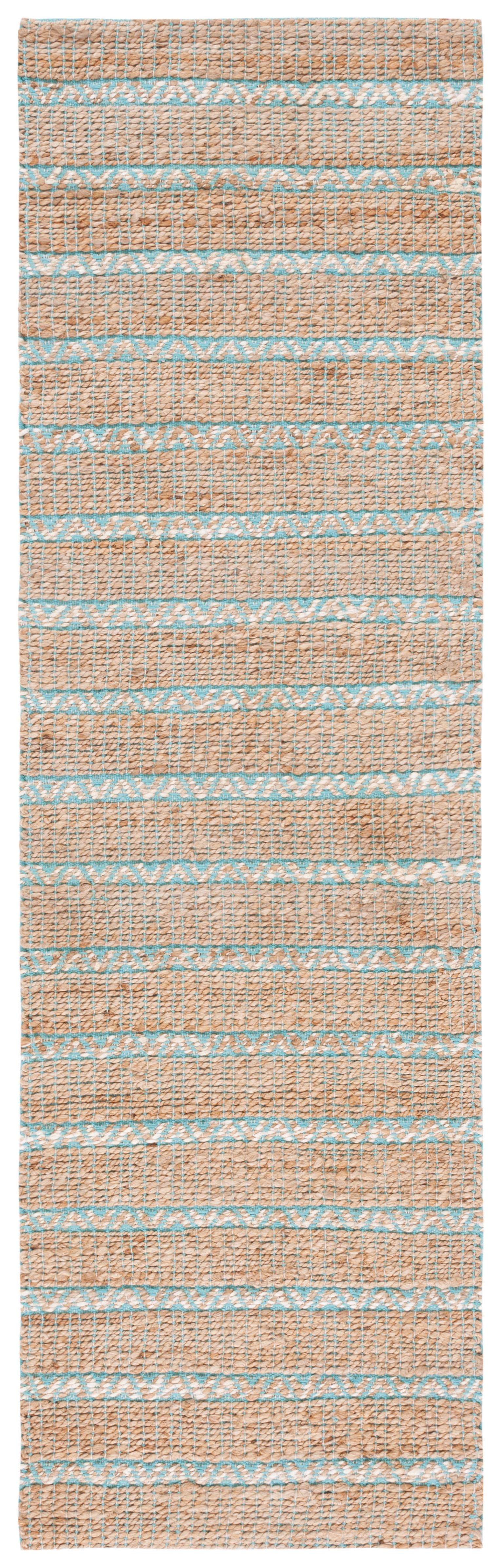Natural Fiber NFB655 Power Loomed Runner Rug - Teal/Natural - 2'3"x8' - Safavieh.