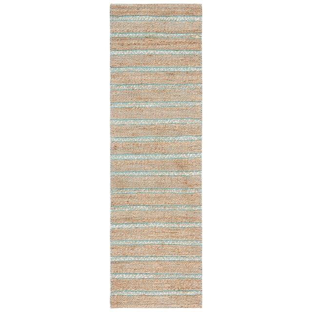 Natural Fiber NFB655 Power Loomed Runner Rug - Teal/Natural - 2'3"x8' - Safavieh.