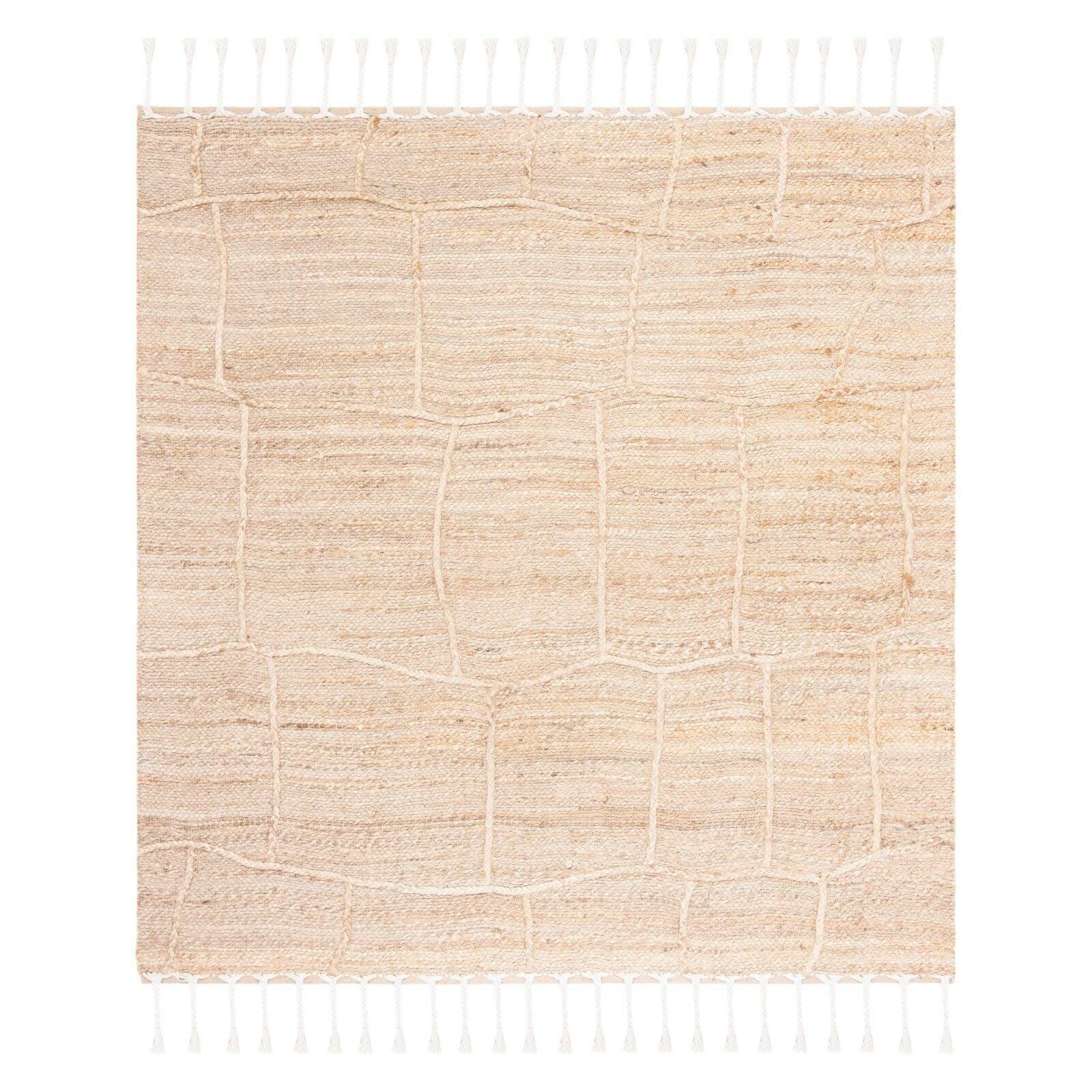 Handwoven Jute Natural Fiber 6' Square Area Rug with Non-Slip Backing