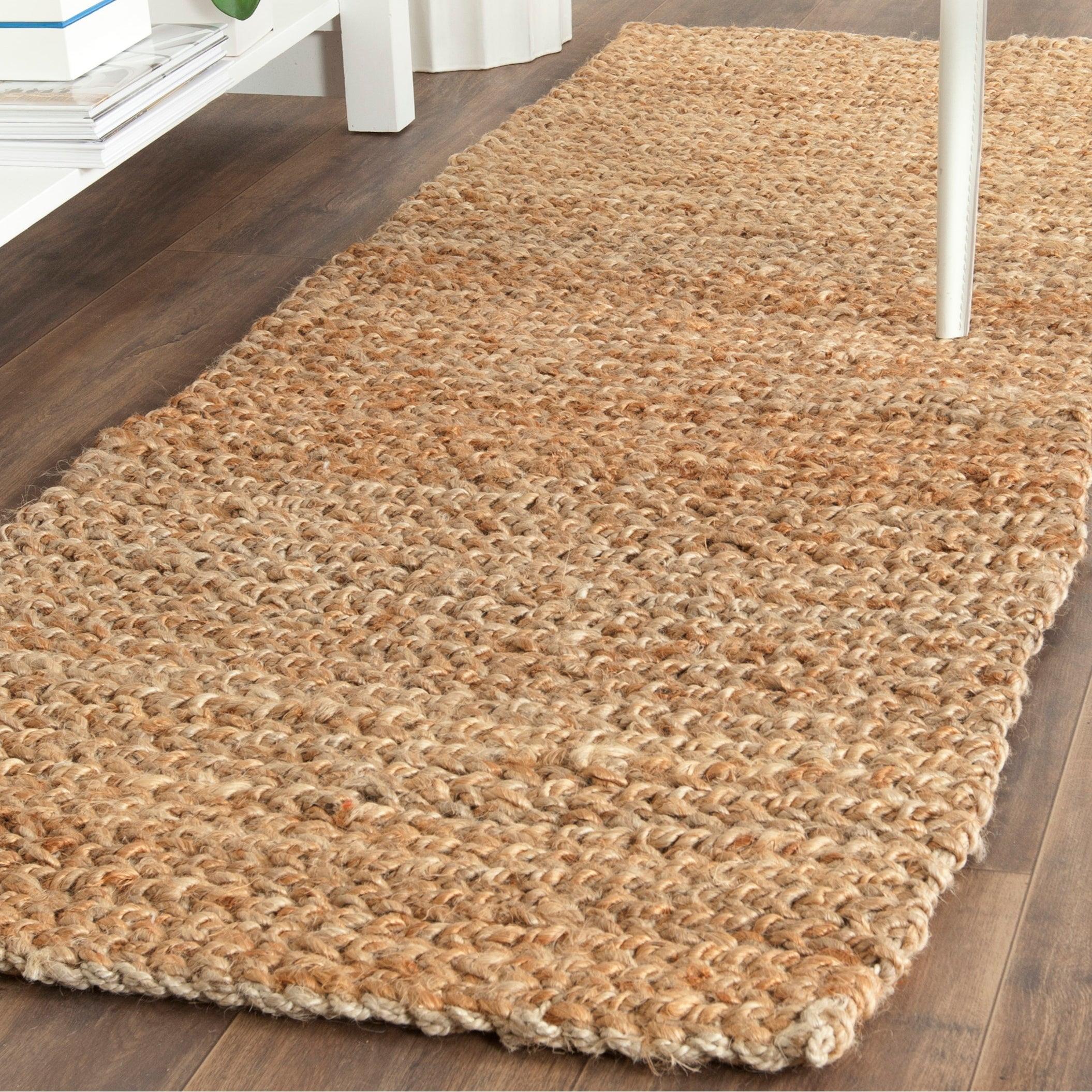 Natural Jute Hand-Knotted Non-Slip Runner Rug, 27" x 6"