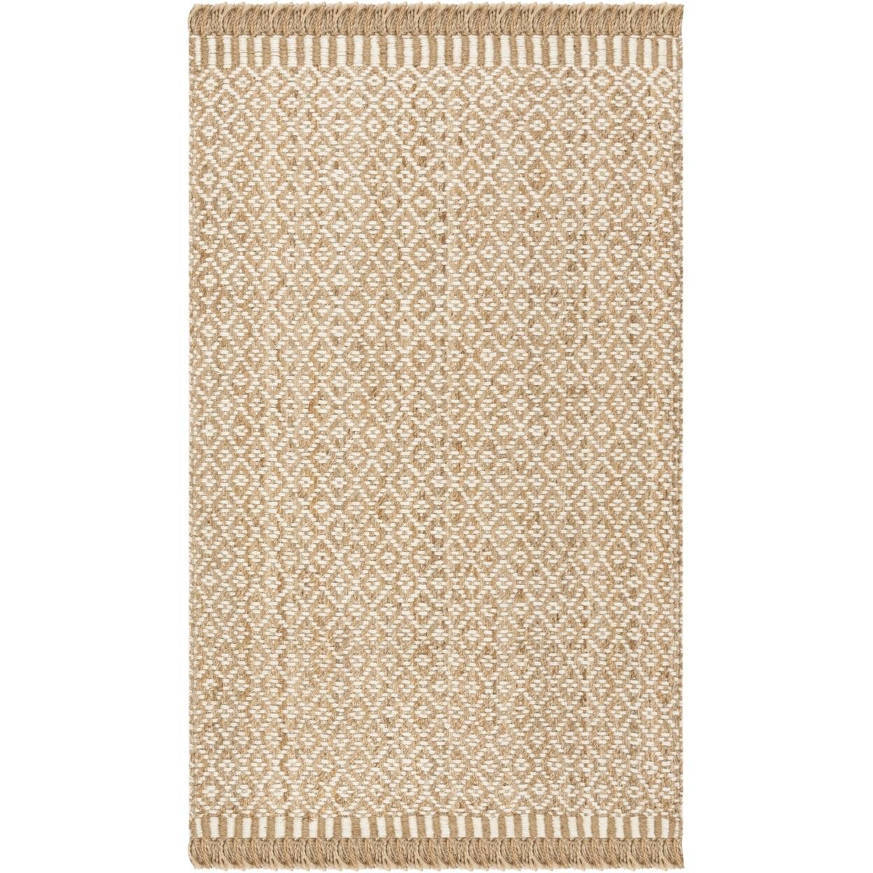 SAFAVIEH Natural Fiber Johanna Geometric Jute Area Rug, Natural/Ivory, 6' x 9'