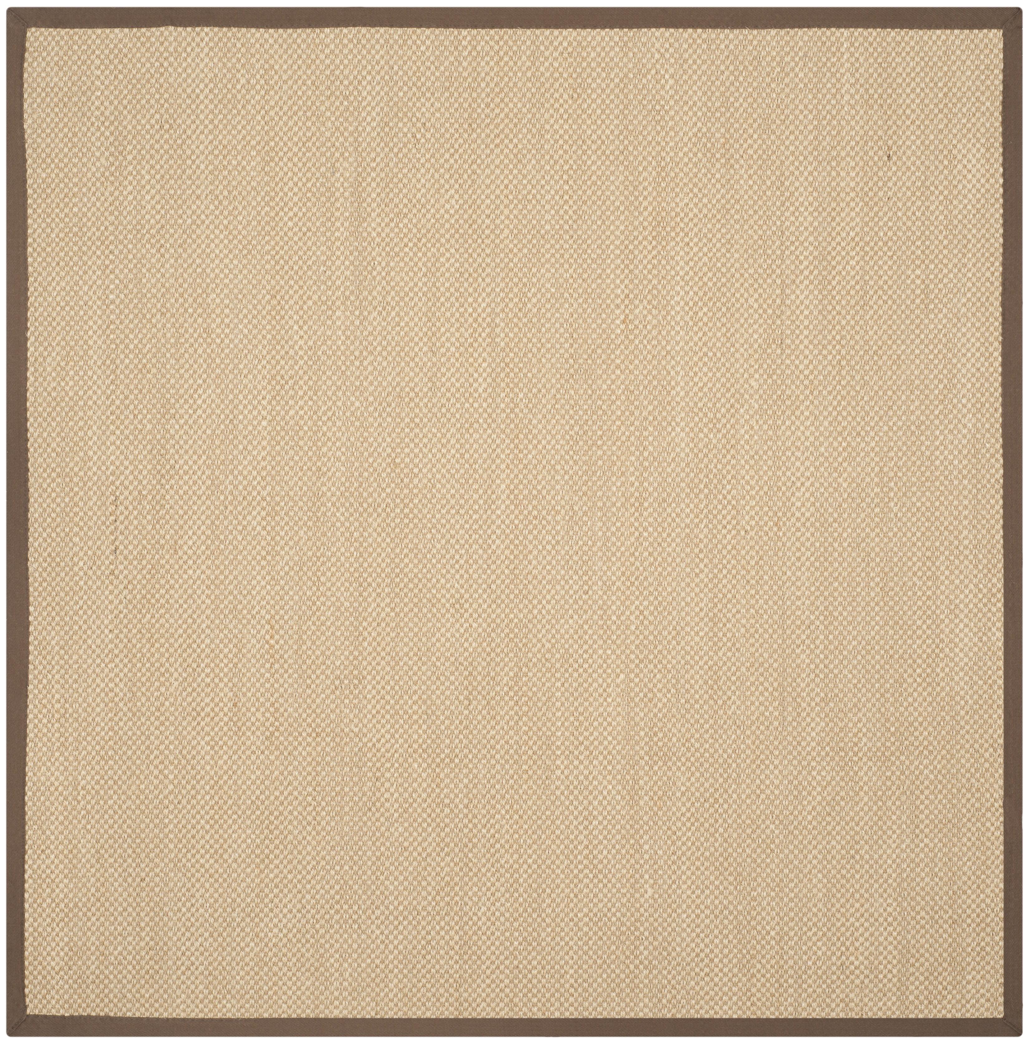 SAFAVIEH Natural Fiber Jovana Solid Area Rug, Maize/Brown, 4' x 4' Square