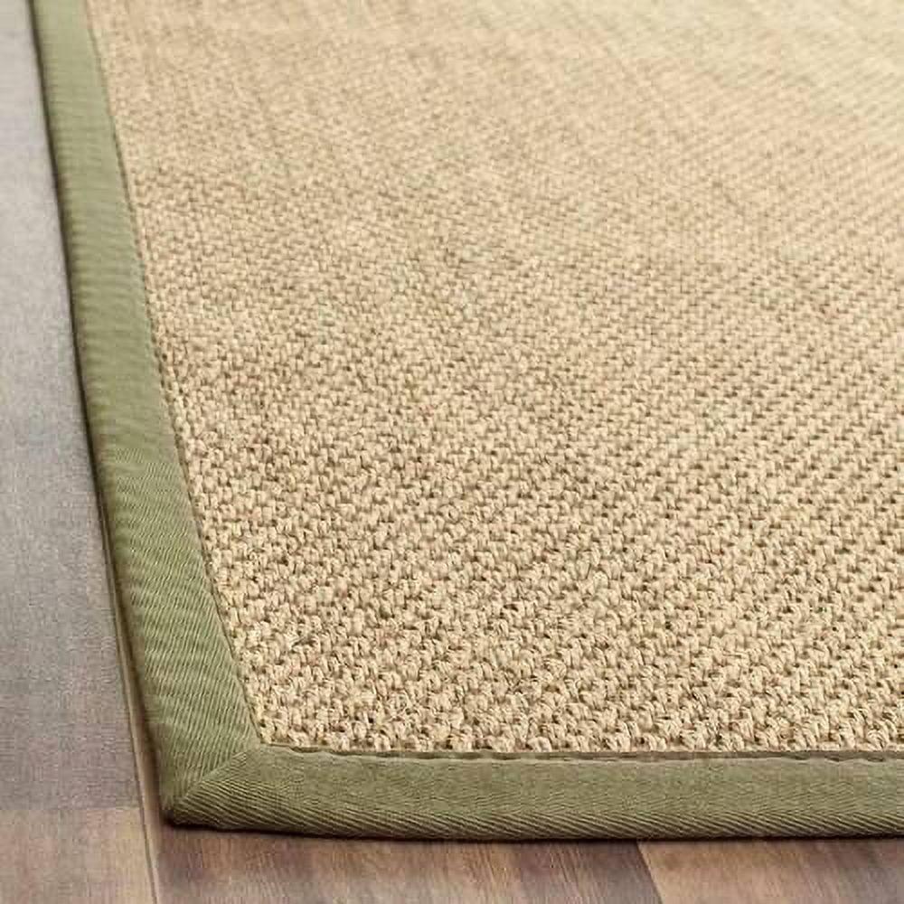 Natural Green Sisal and Jute Area Rug with Cotton Backing