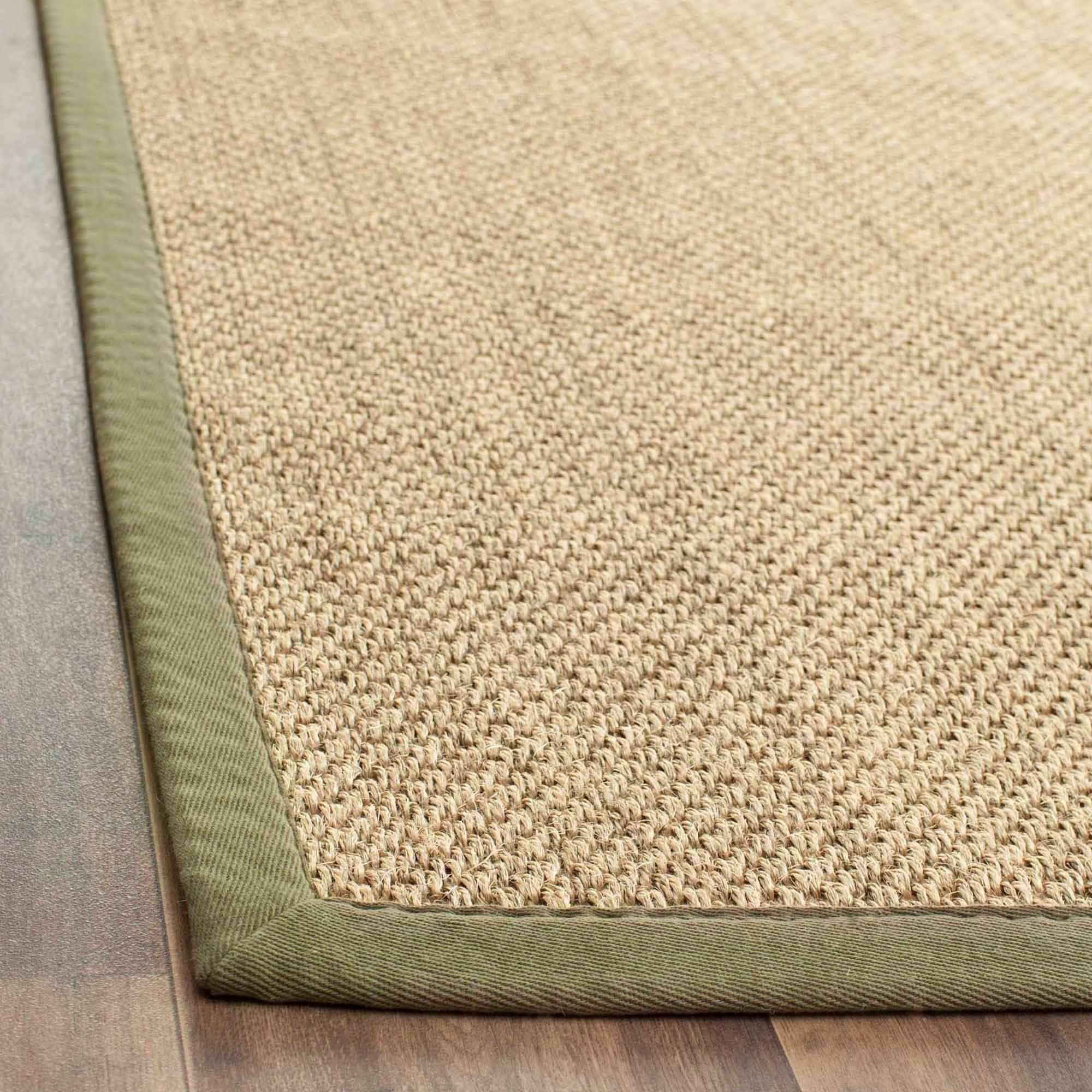 Natural Green Hand-Knotted Cotton Square Area Rug