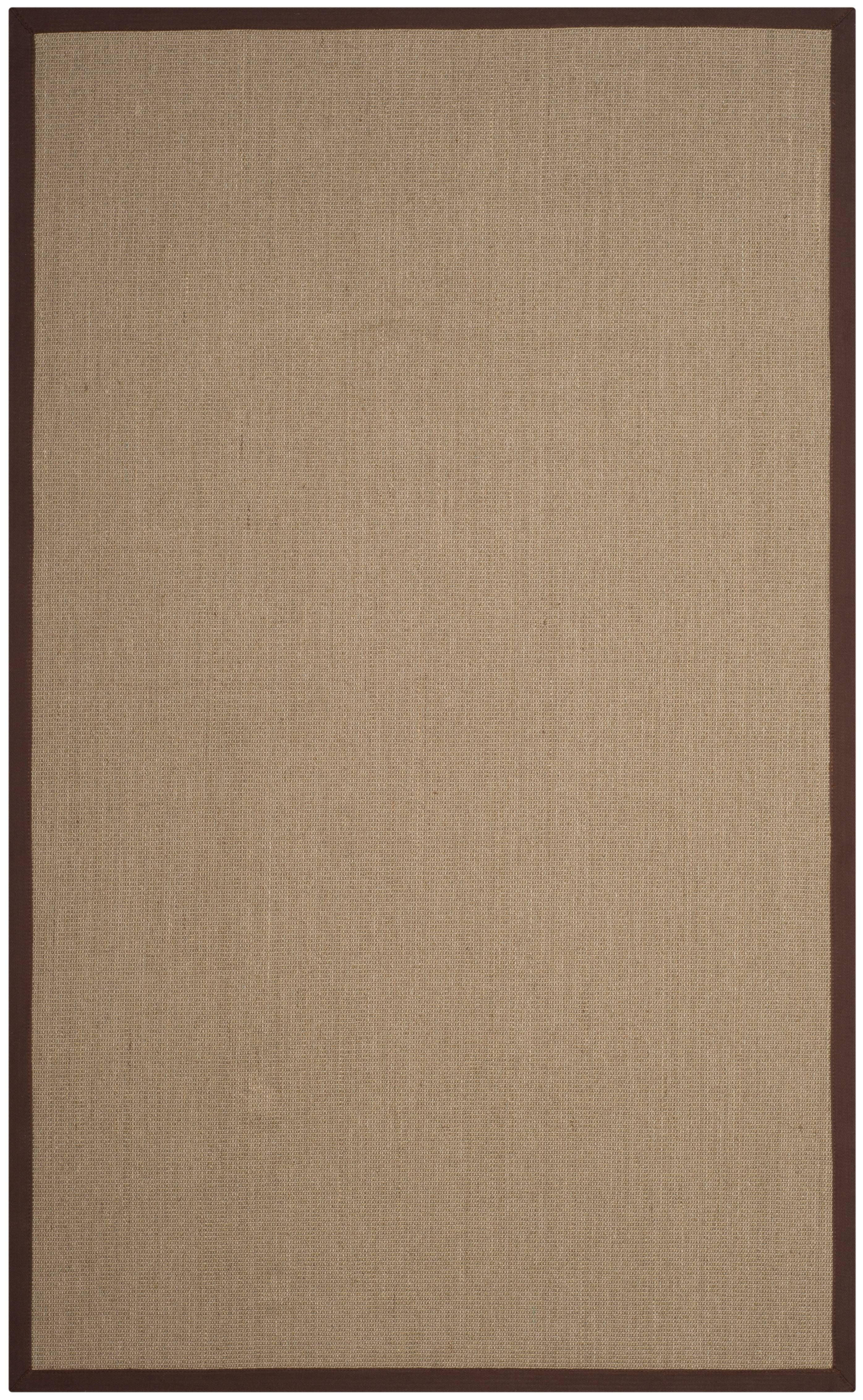 Sage and Brown Sisal Area Rug with Border, 5' x 8'