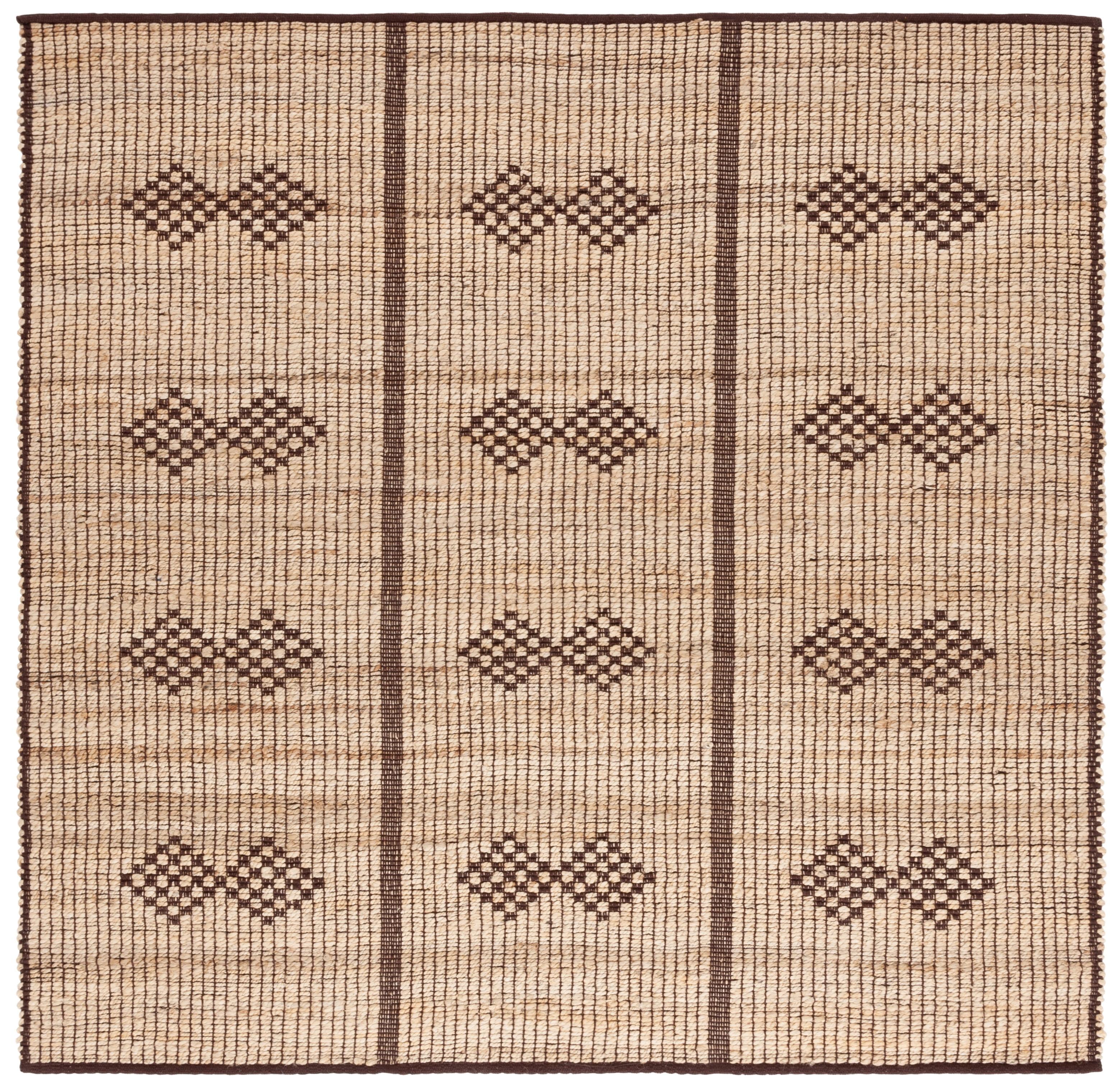 Natural Fiber Flat Weave Southwestern Square Area Rug, 6x6 ft, Natural & Brown