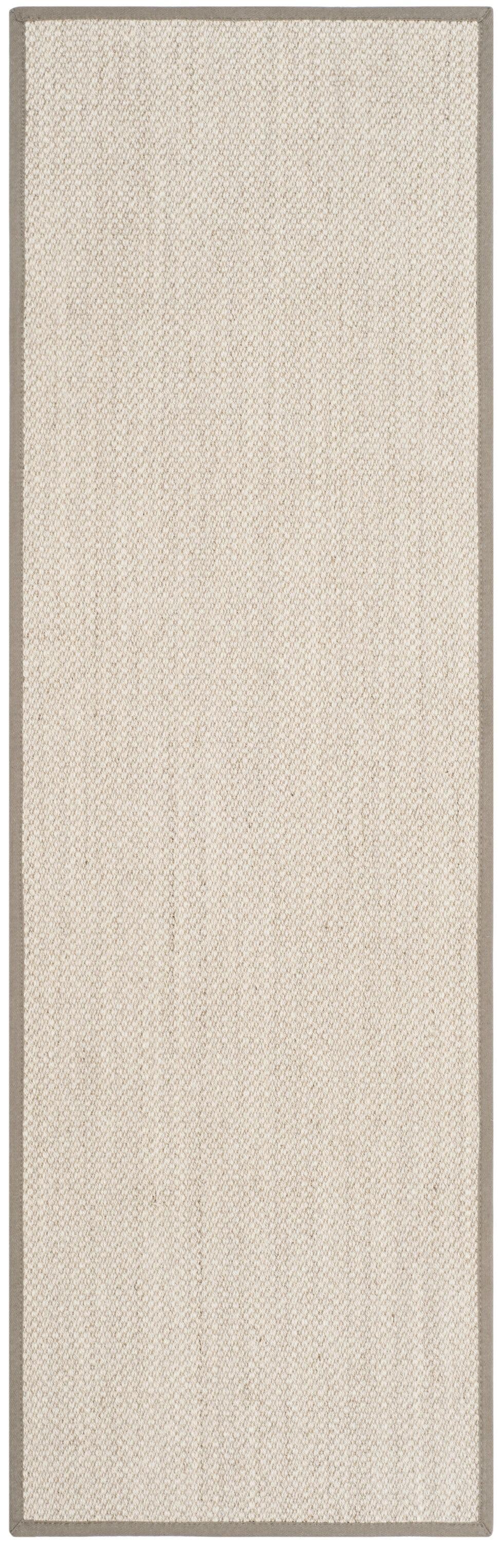 SAFAVIEH Natural Fiber Kentigern Border Seagrass Runner Rug, Marble/Khaki, 2'6" x 8'