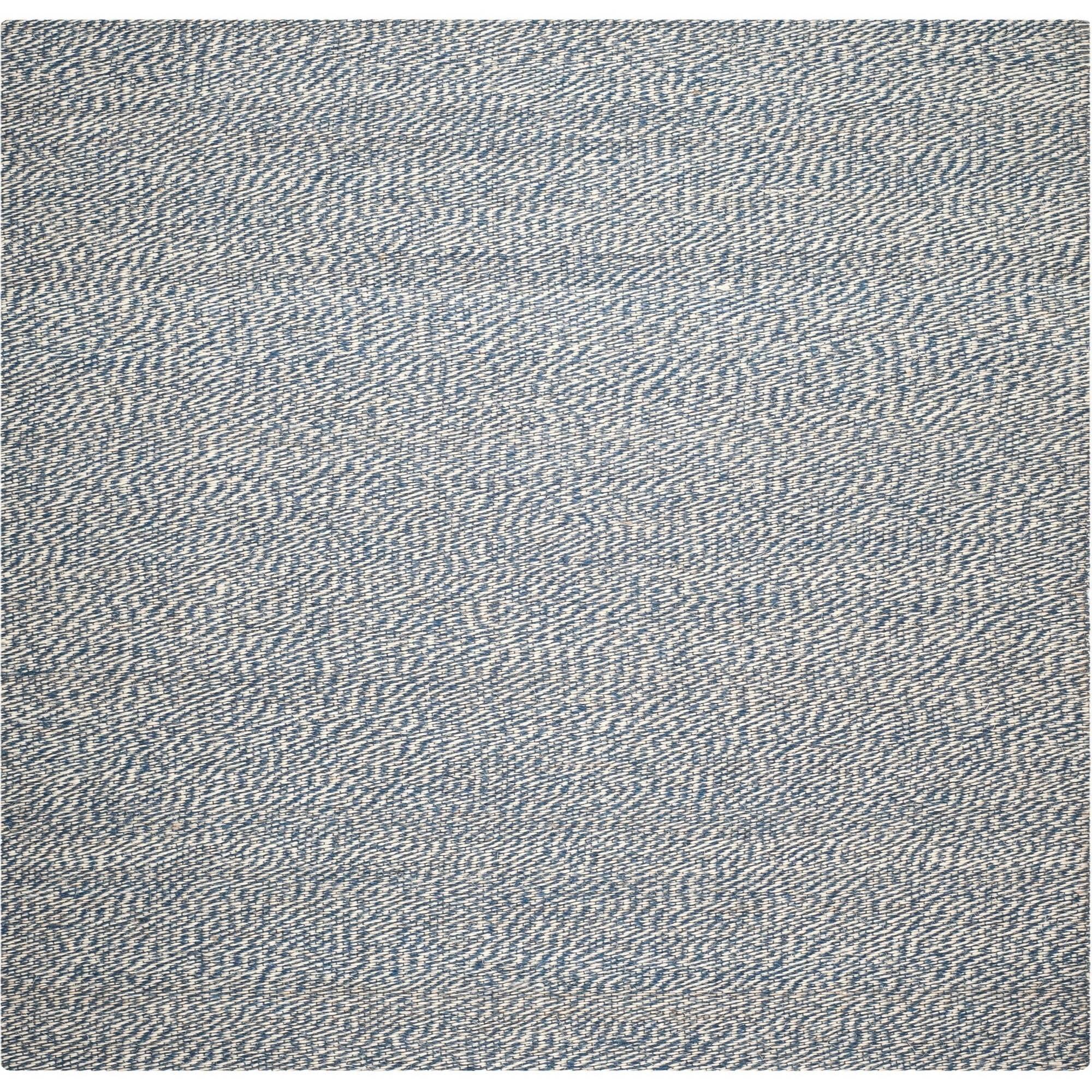 Hand-Knotted Coastal Charm Blue & Ivory 4' Square Jute Area Rug