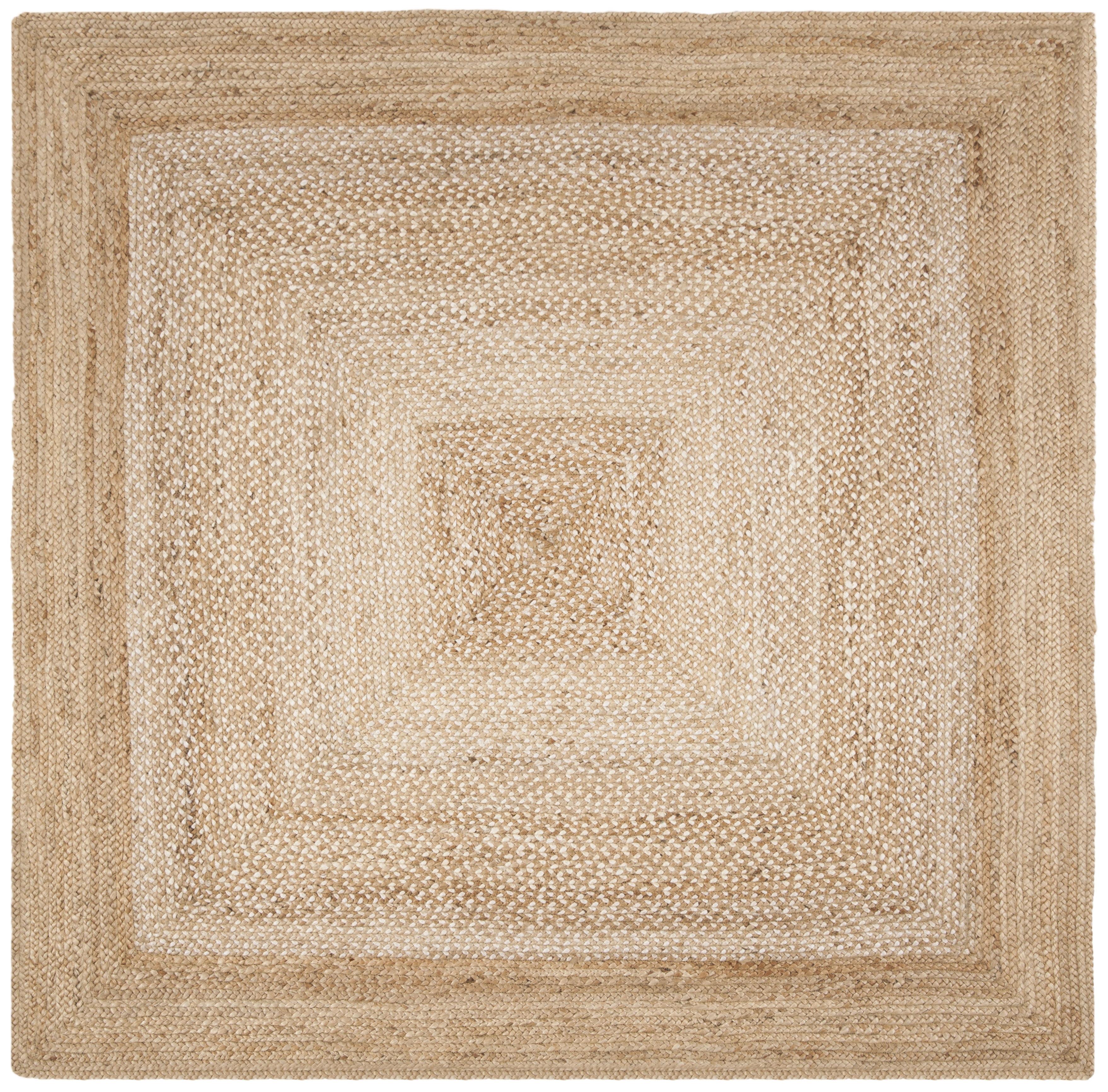 SAFAVIEH Natural Fiber Leo Geometric Area Rug, Natural/Ivory, 4' x 4' Square