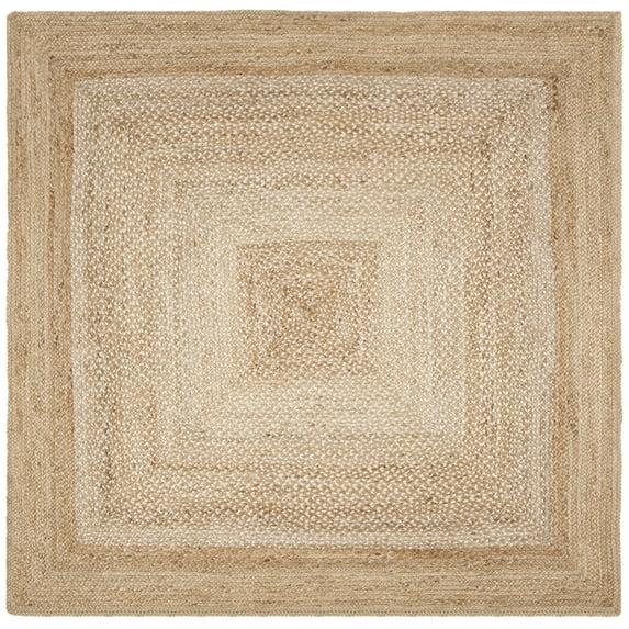 SAFAVIEH Natural Fiber Leo Geometric Area Rug, Natural/Ivory, 4' x 4' Square
