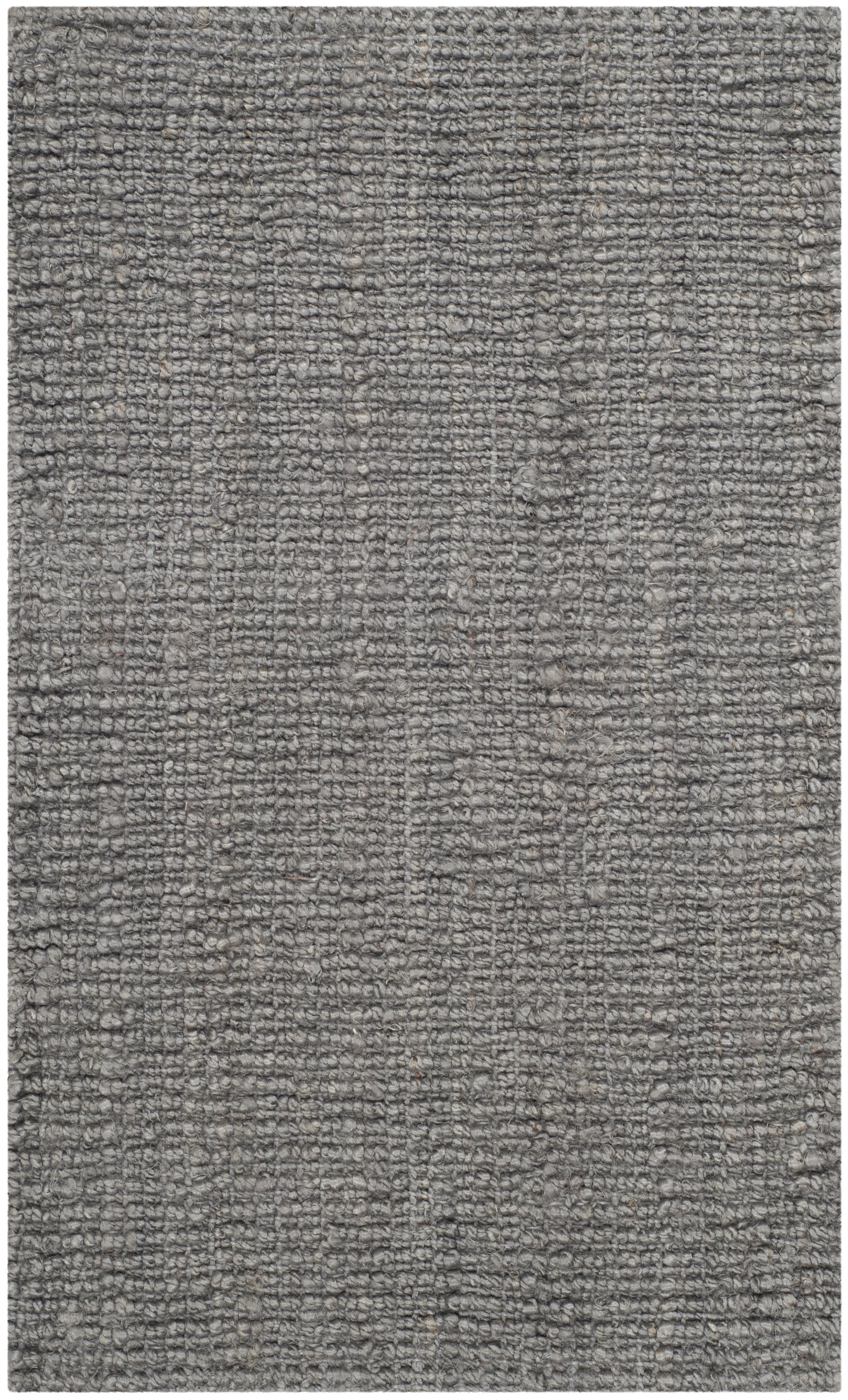 Handwoven Light Gray Rectangular Wool-Cotton Blend Area Rug