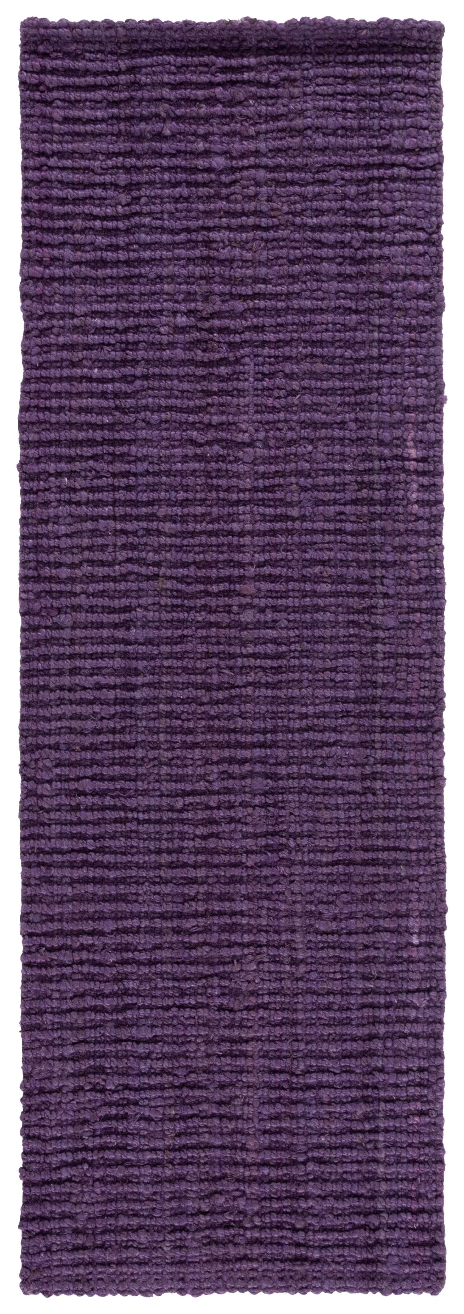 Purple Hand-Knotted Wool Runner Rug, 2'6" x 6'