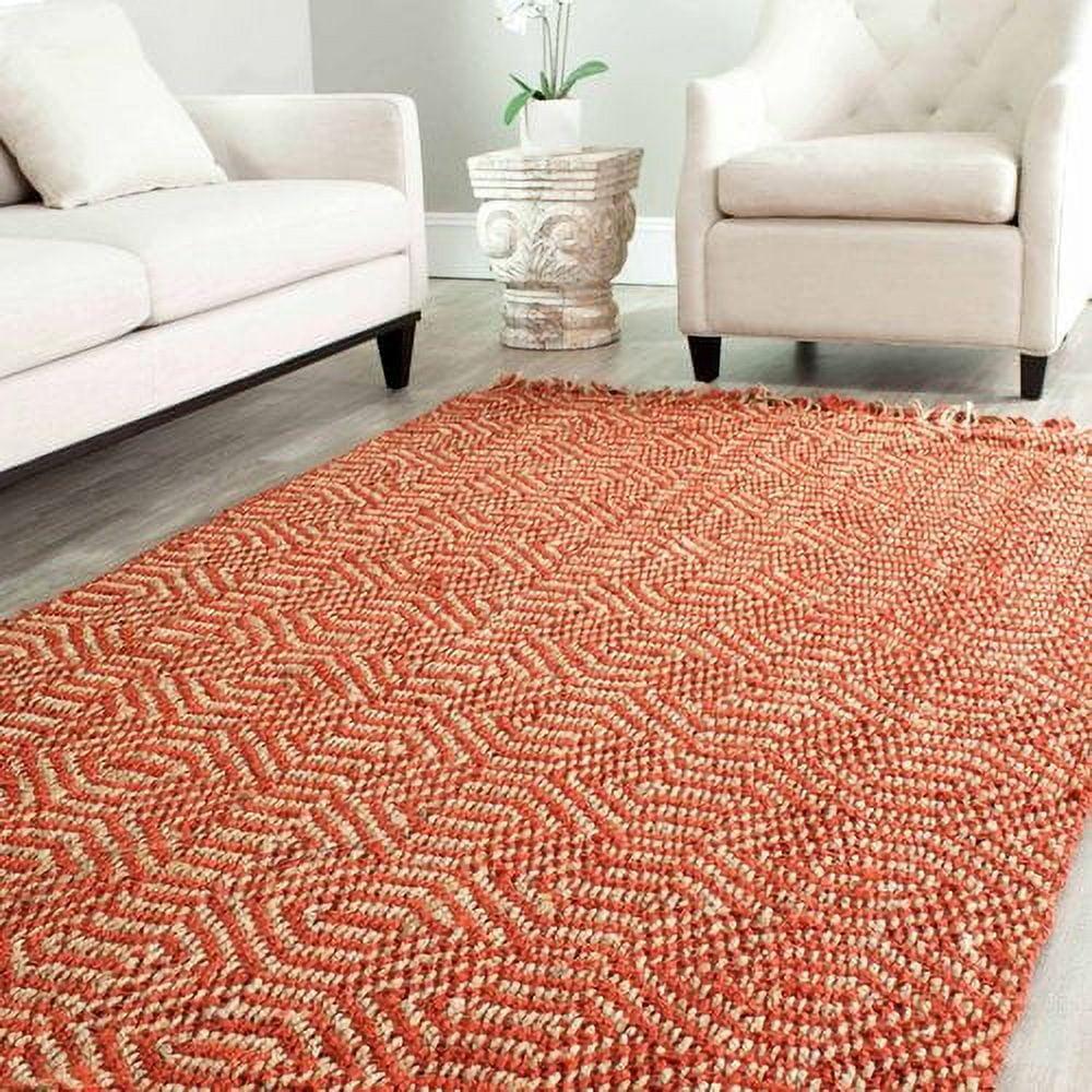 Rust Hand-Knotted Jute Rectangular Area Rug 4' x 6'