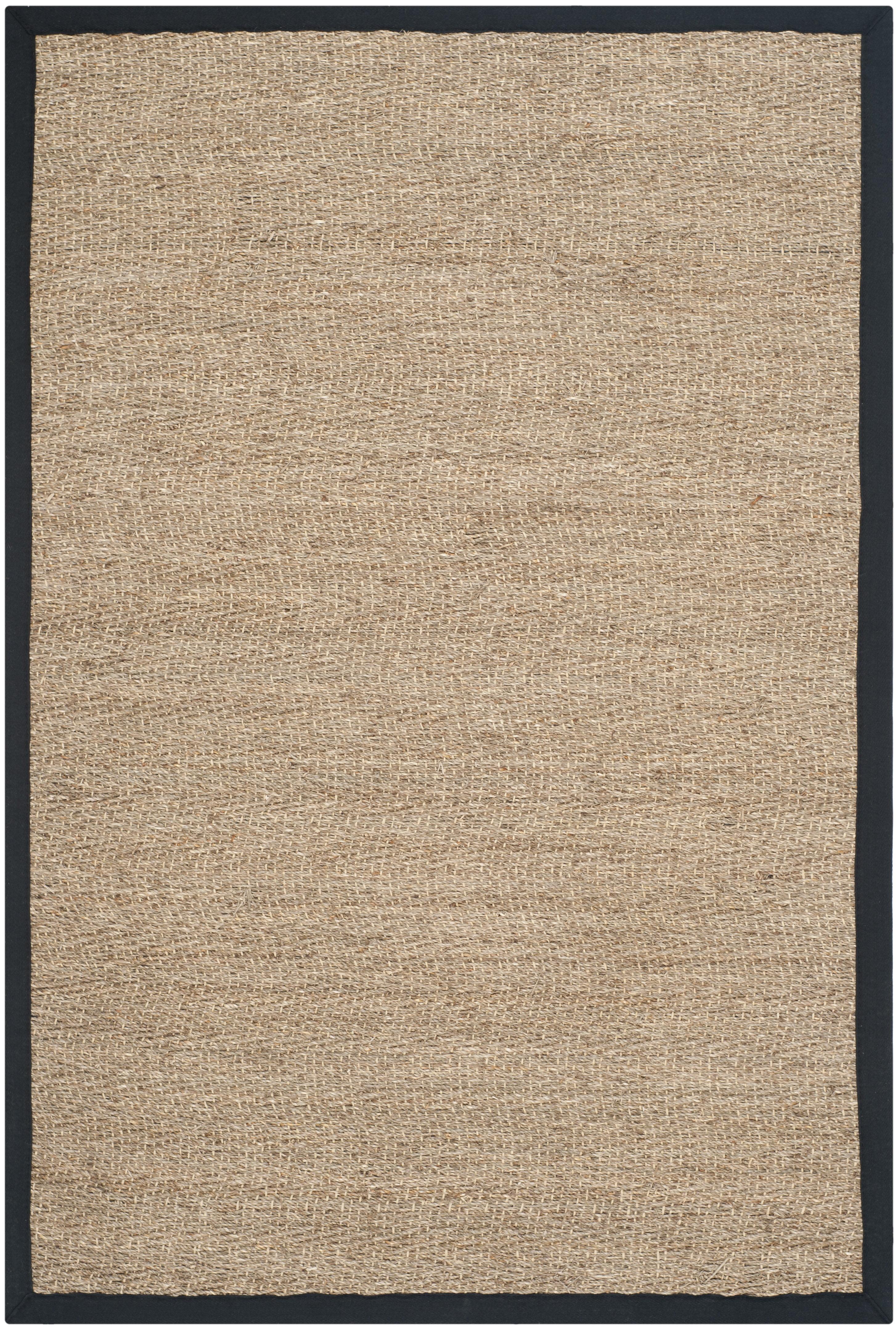 Natural and Black Hand-Knotted Cotton Area Rug 4' x 6'