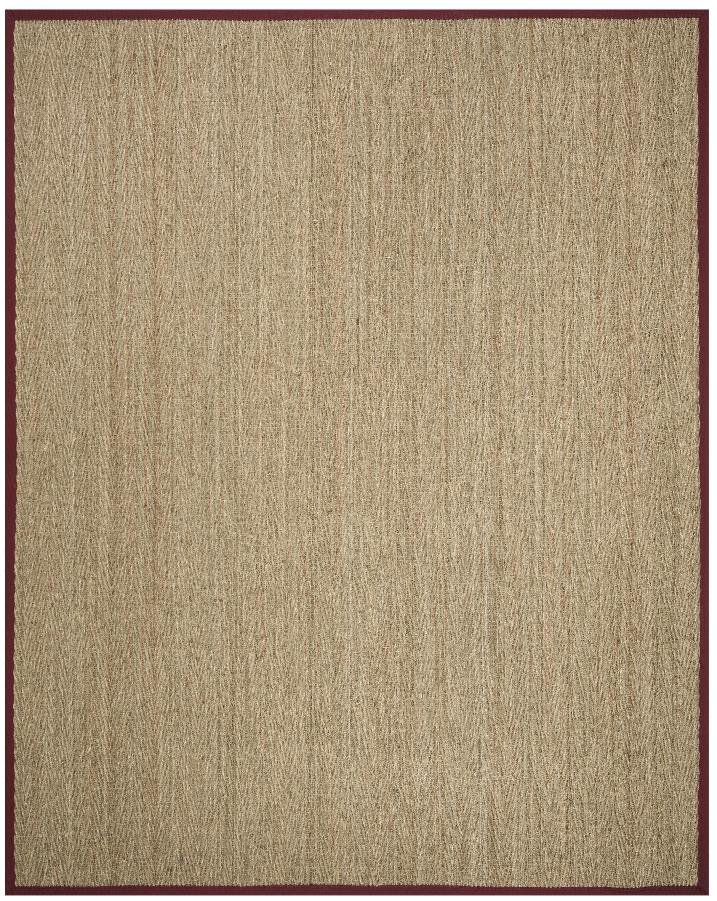 SAFAVIEH Natural Fiber Maisy Border Seagrass Area Rug, Natural/Red, 9' x 12'