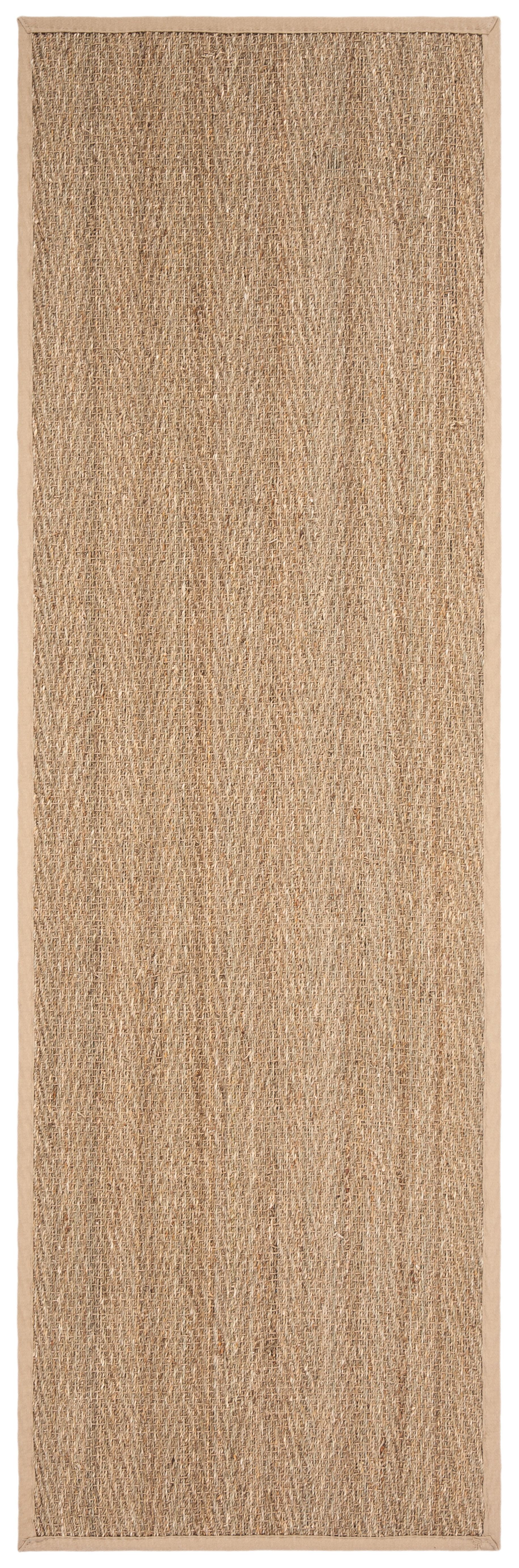 Gray Handwoven Natural Fiber Area Rug with Cotton Border