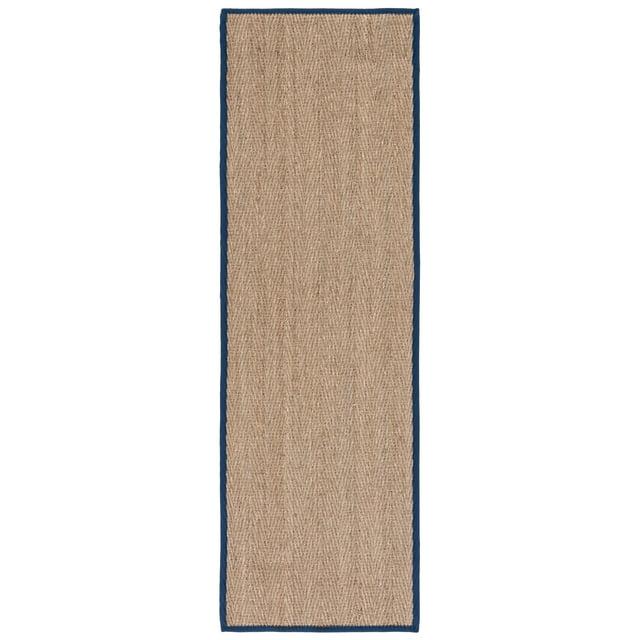 Natural Fiber NF115 Power Loomed Indoor Runner Rug - Natural/Blue - 2'6"x12' - Safavieh.