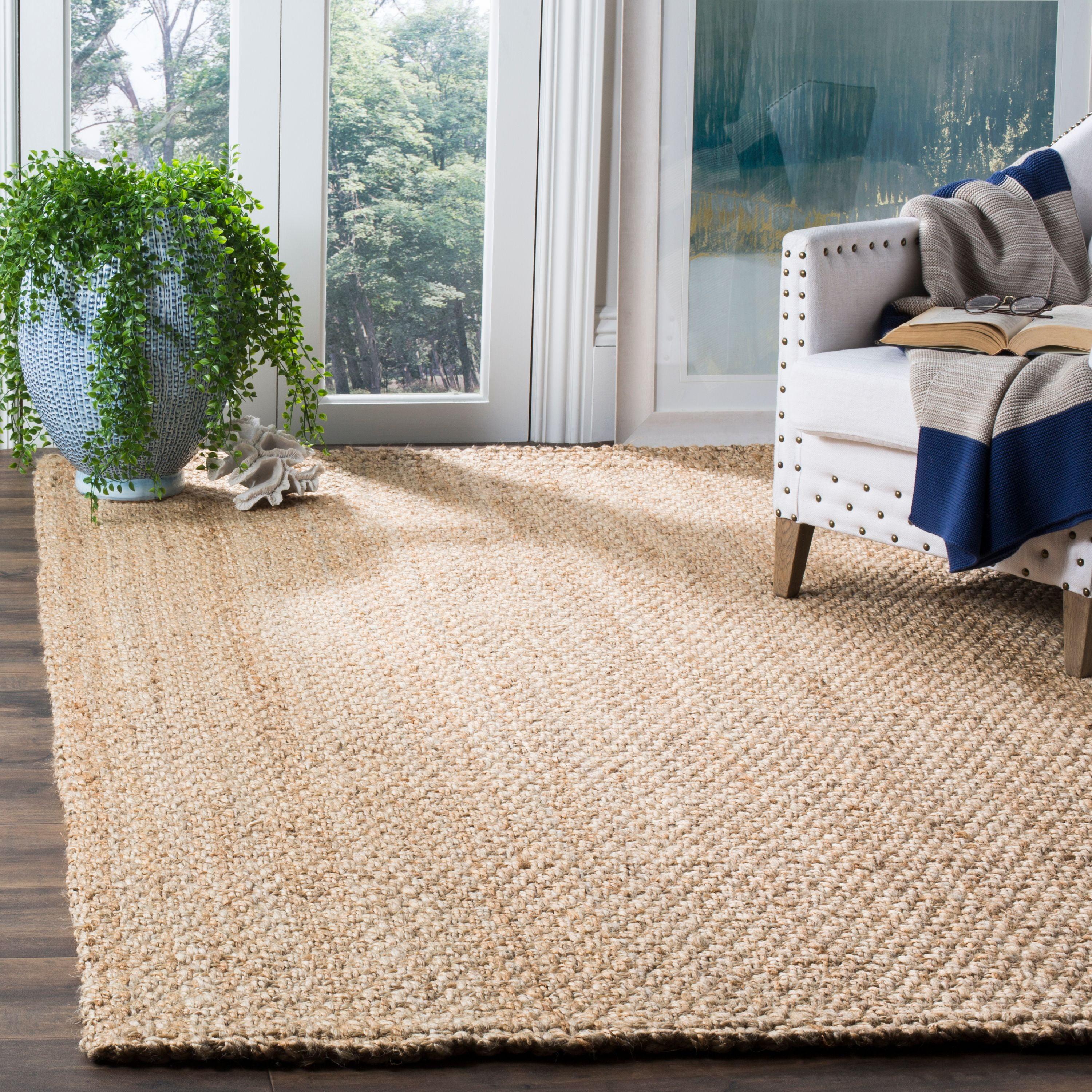 Handmade Natural Fiber Square Flat Woven Jute Area Rug, 9' x 12'