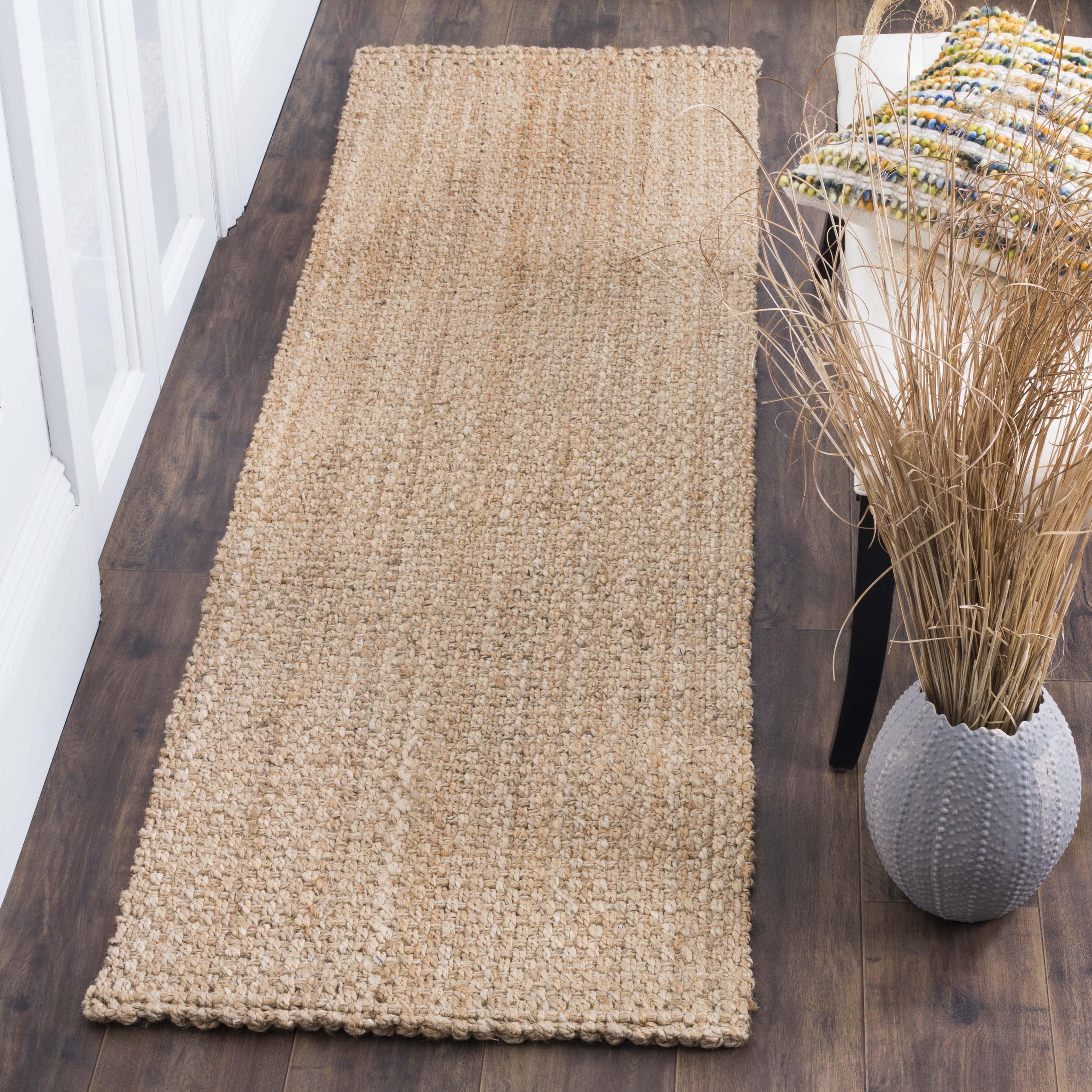 Hand-Woven Jute Runner Rug in Natural - 27" x 7"