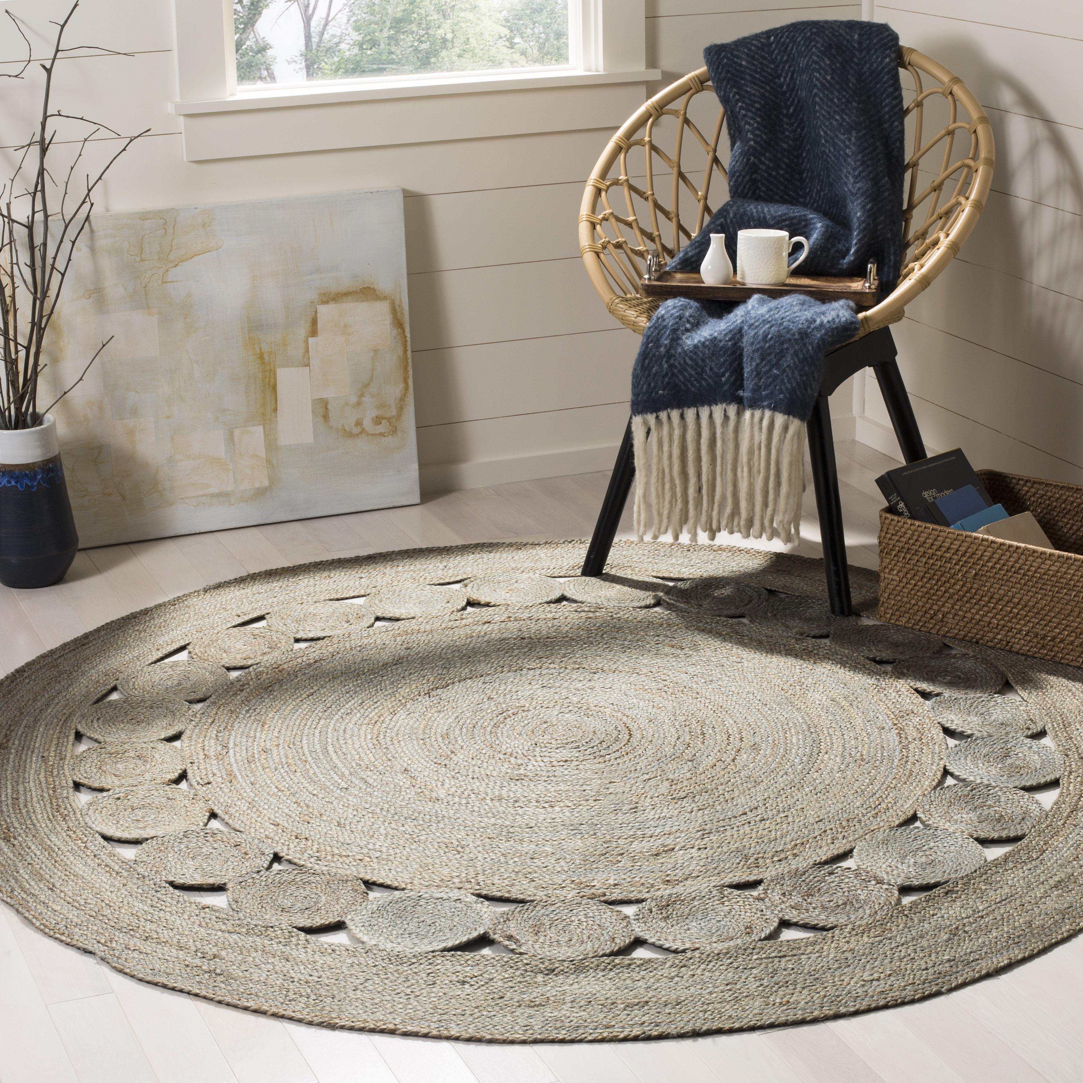 Natural Fiber NF364 Hand Woven Indoor Accent Rug - Grey - 3' Round - Safavieh.