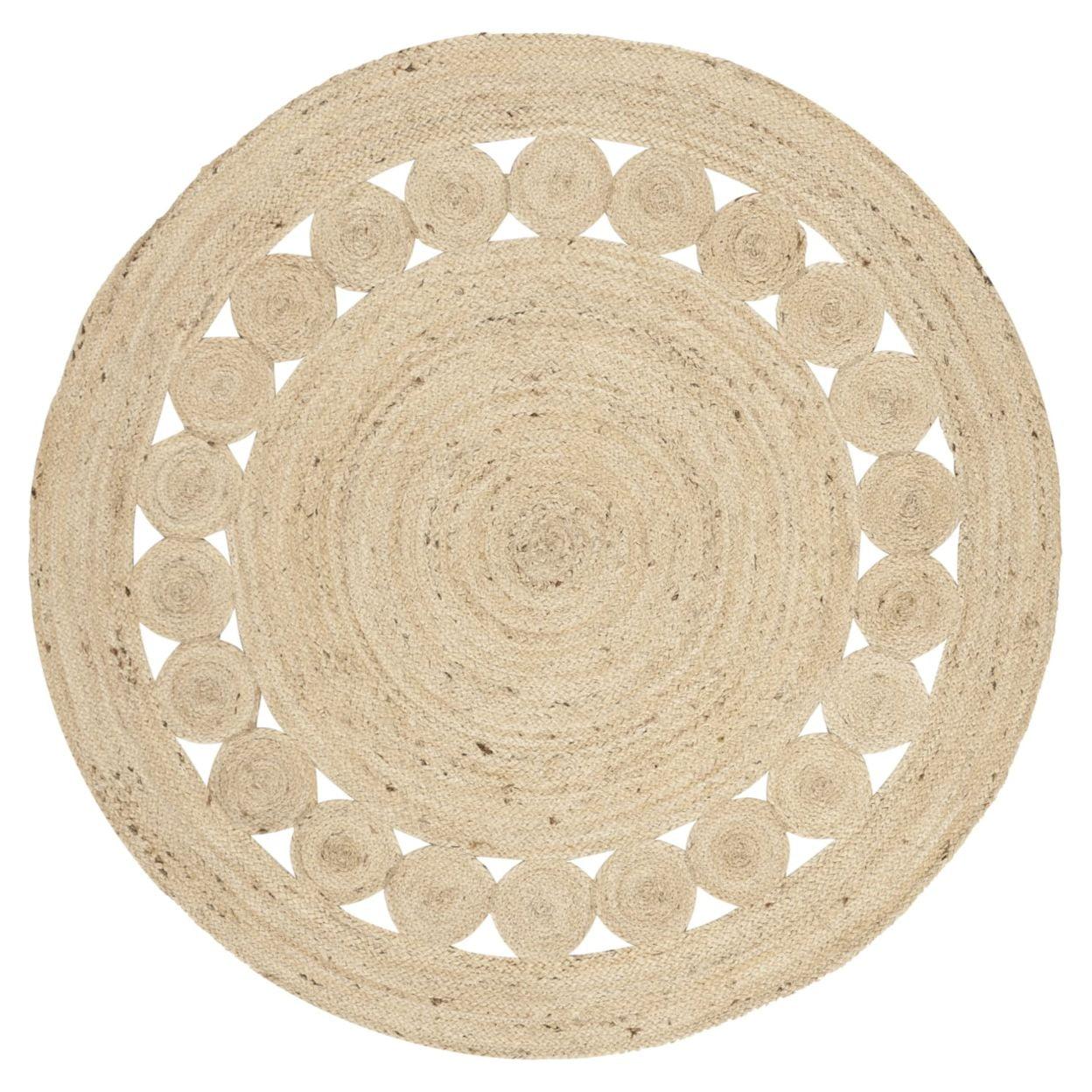 Soft Sisal & Jute Hand-Woven Ivory Round Rug, 3' Diameter