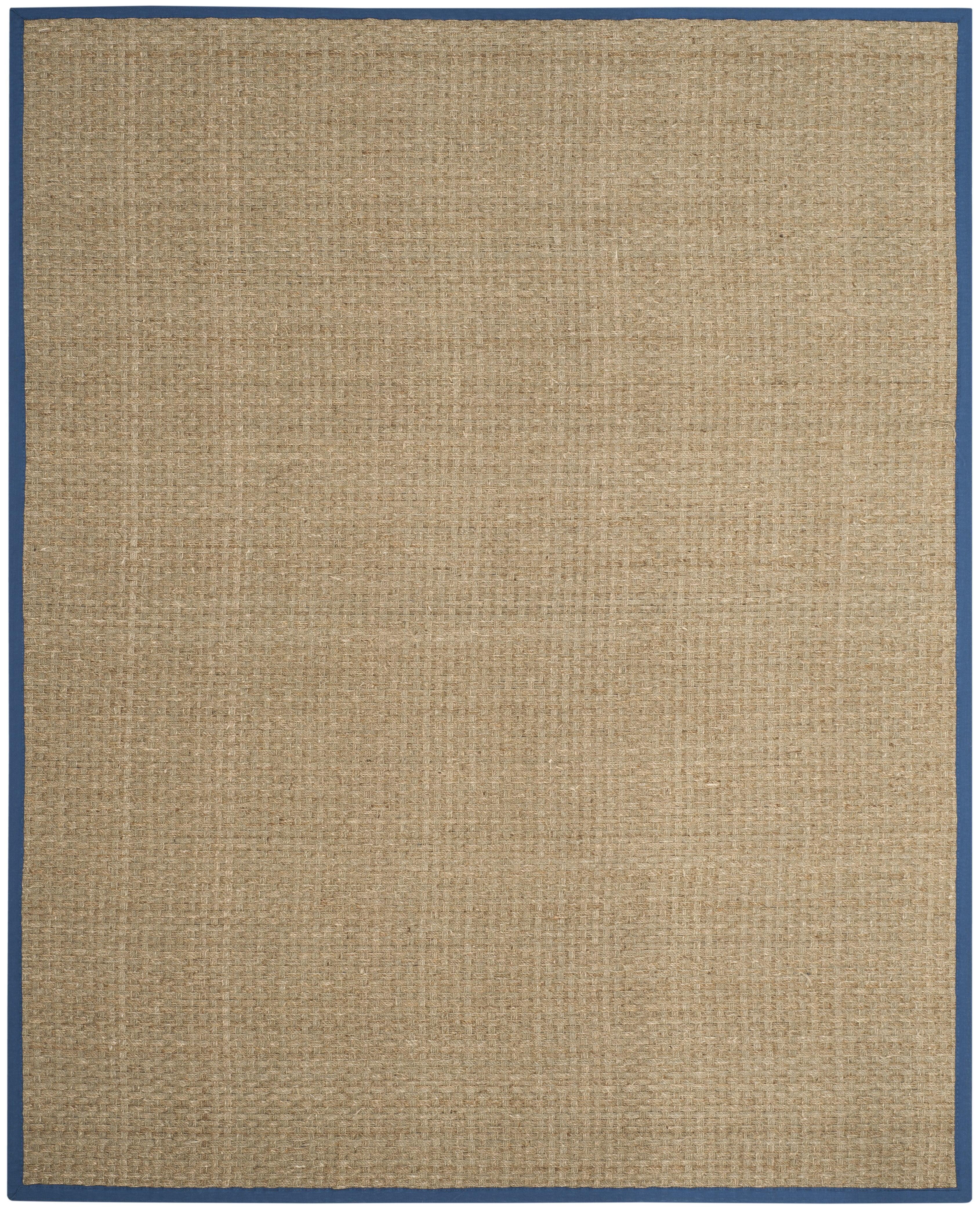 SAFAVIEH Natural Fiber Arbor Bordered Area Rug, Natural/Navy, 9' x 12'