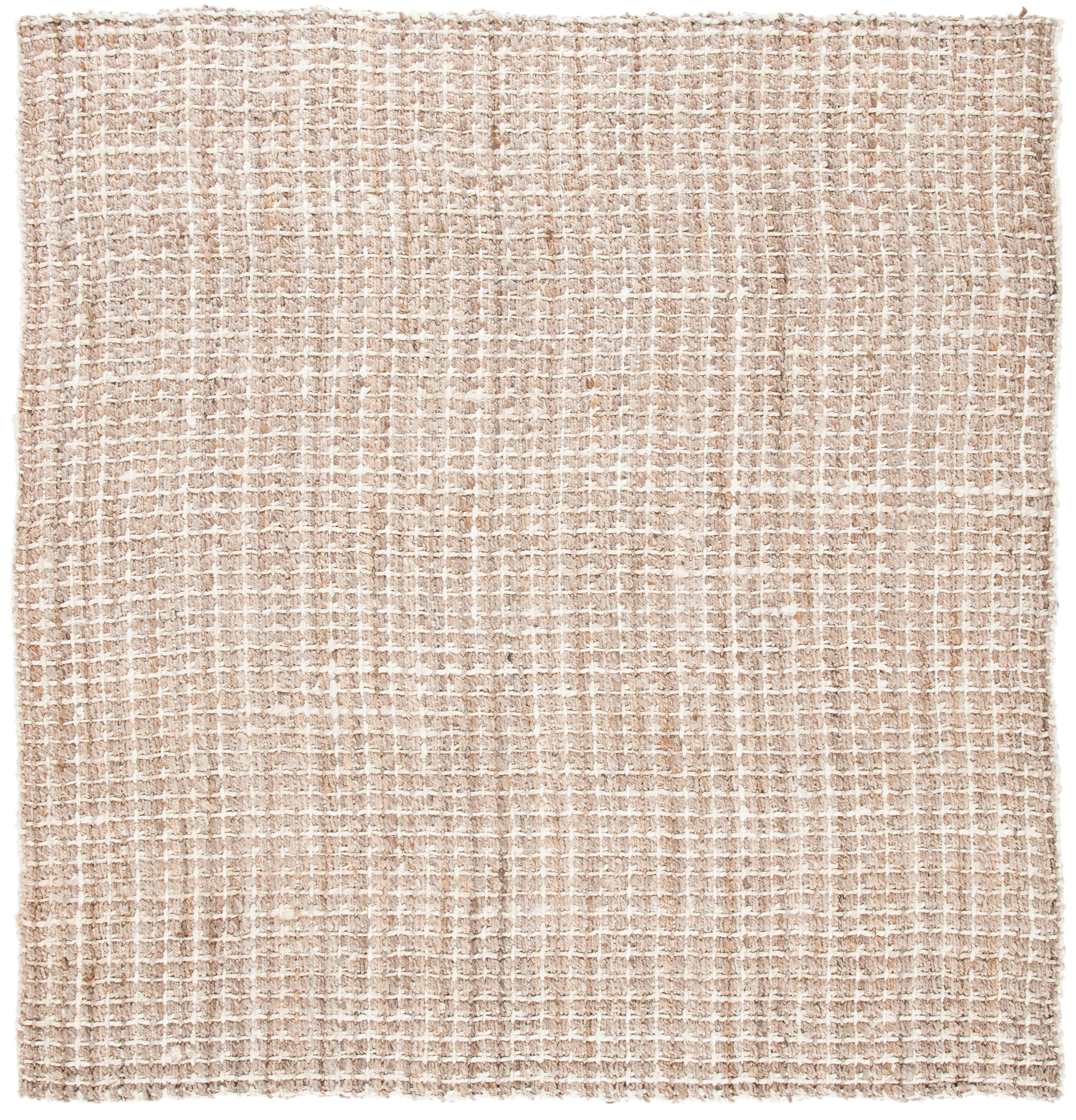 Ivory Hand-Knotted Square Natural Fiber Area Rug